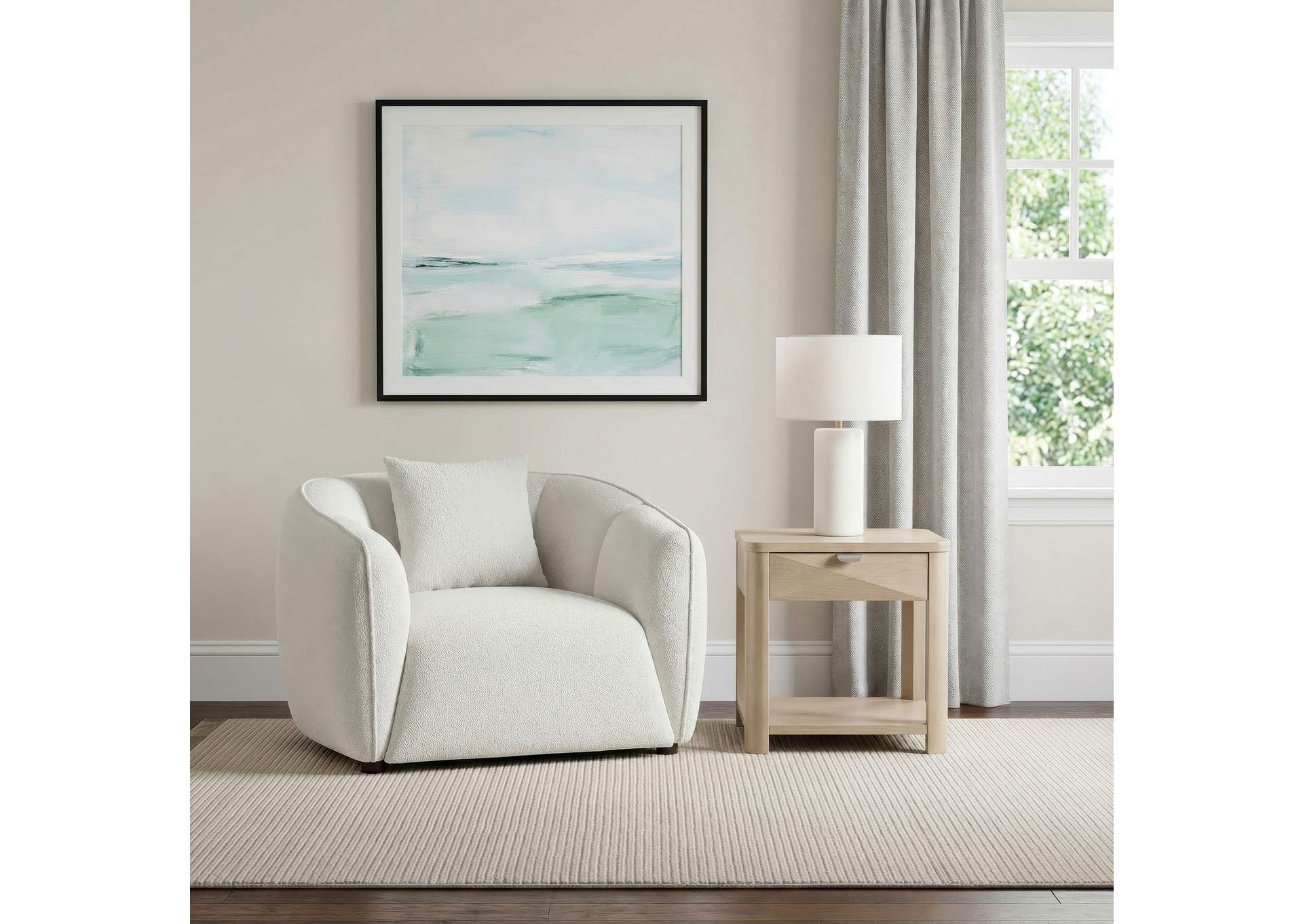 Aleisha Fabric Upholstered Accent Chair Sand image 3