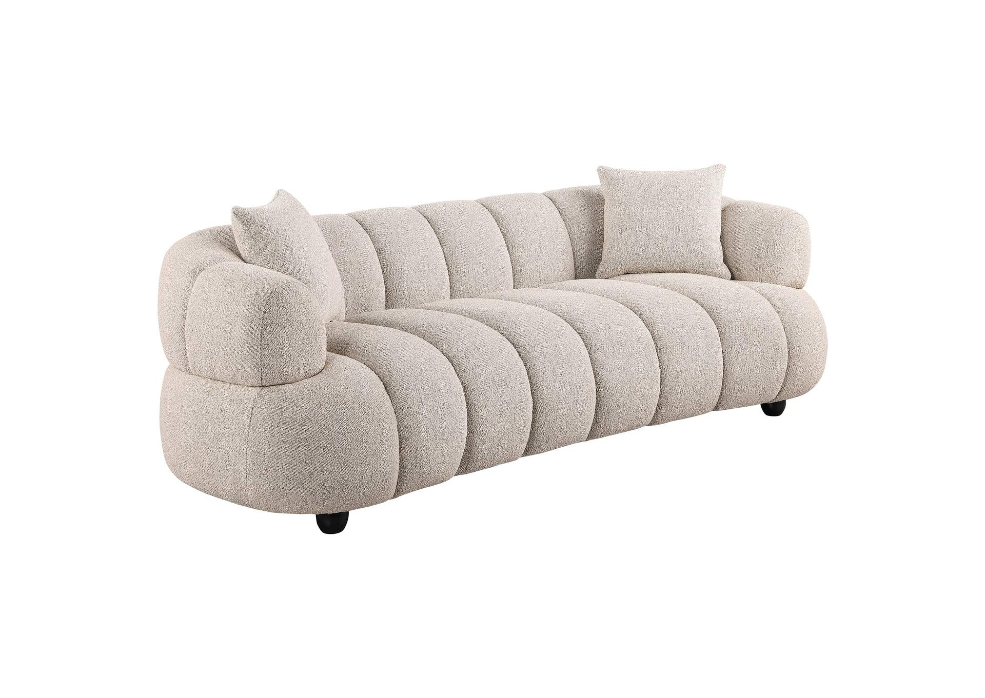 Whitney Contemporary Channel Tufted Woven Fabric Upholstered Sofa Set image 3