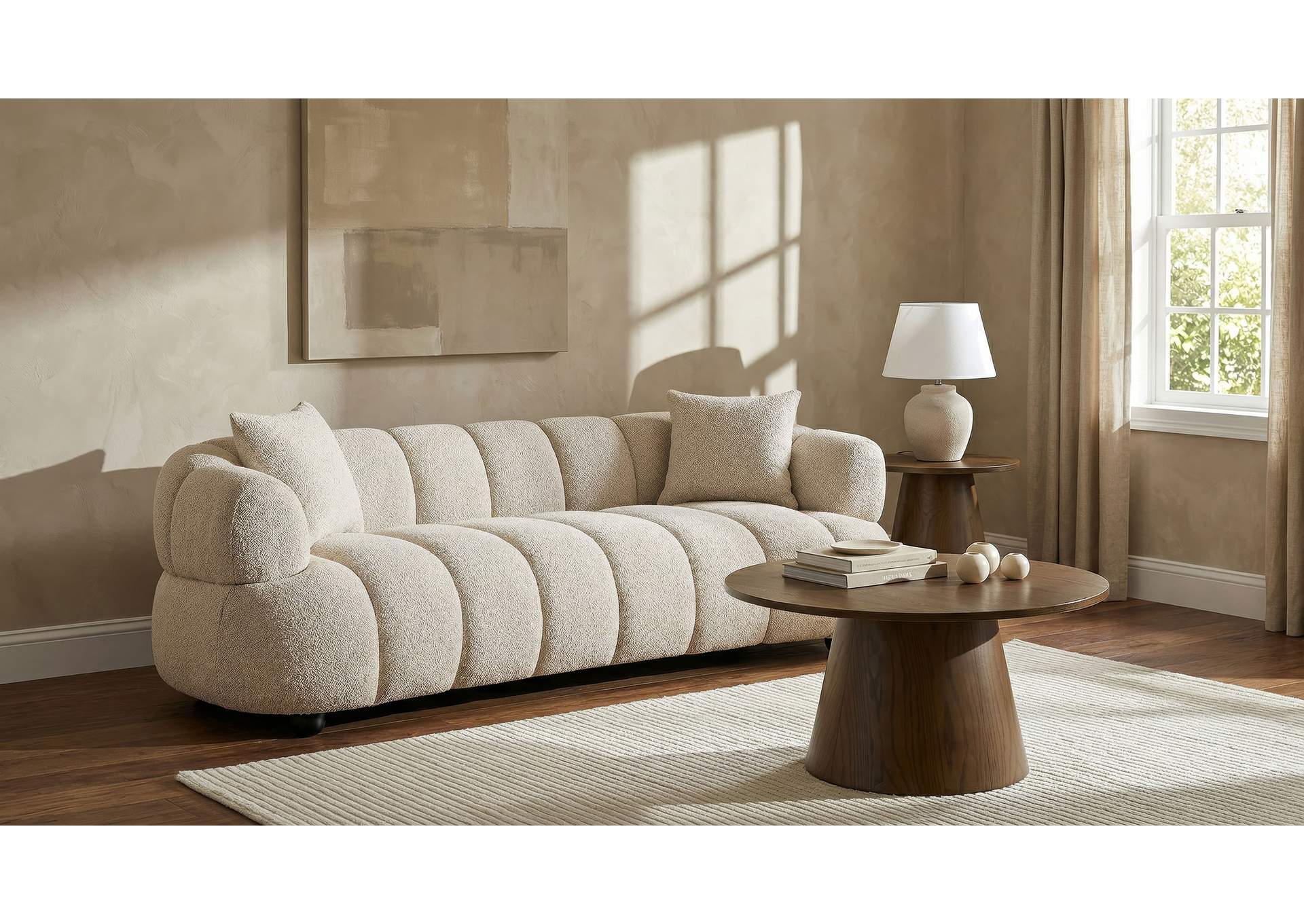 Whitney Contemporary Channel Tufted Woven Fabric Upholstered Sofa image 3