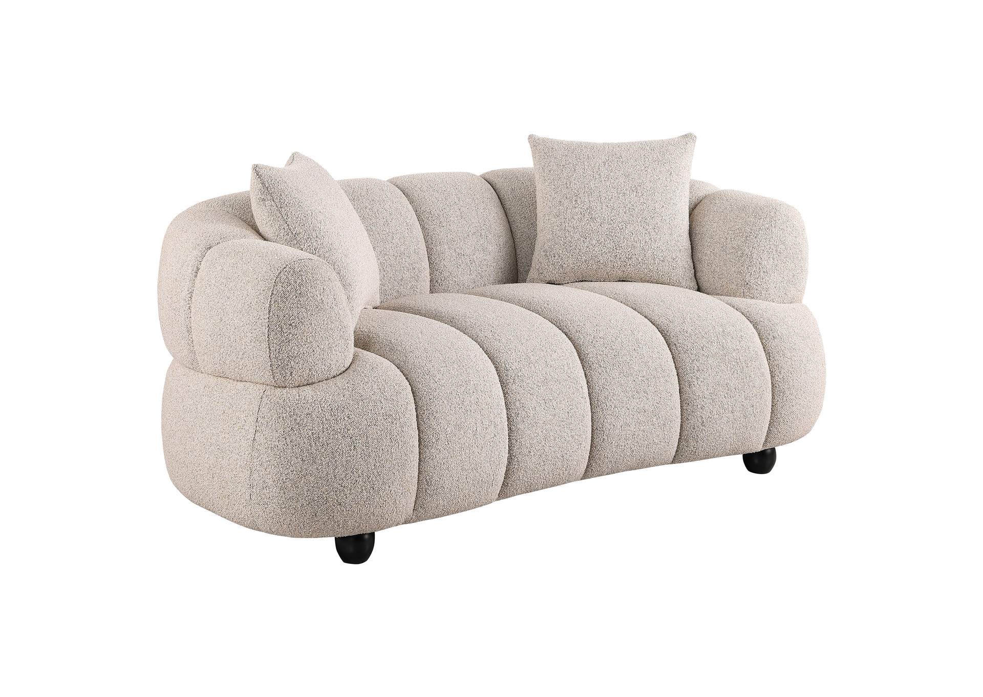 Whitney Contemporary Channel Tufted Woven Fabric Upholstered Loveseat image 1