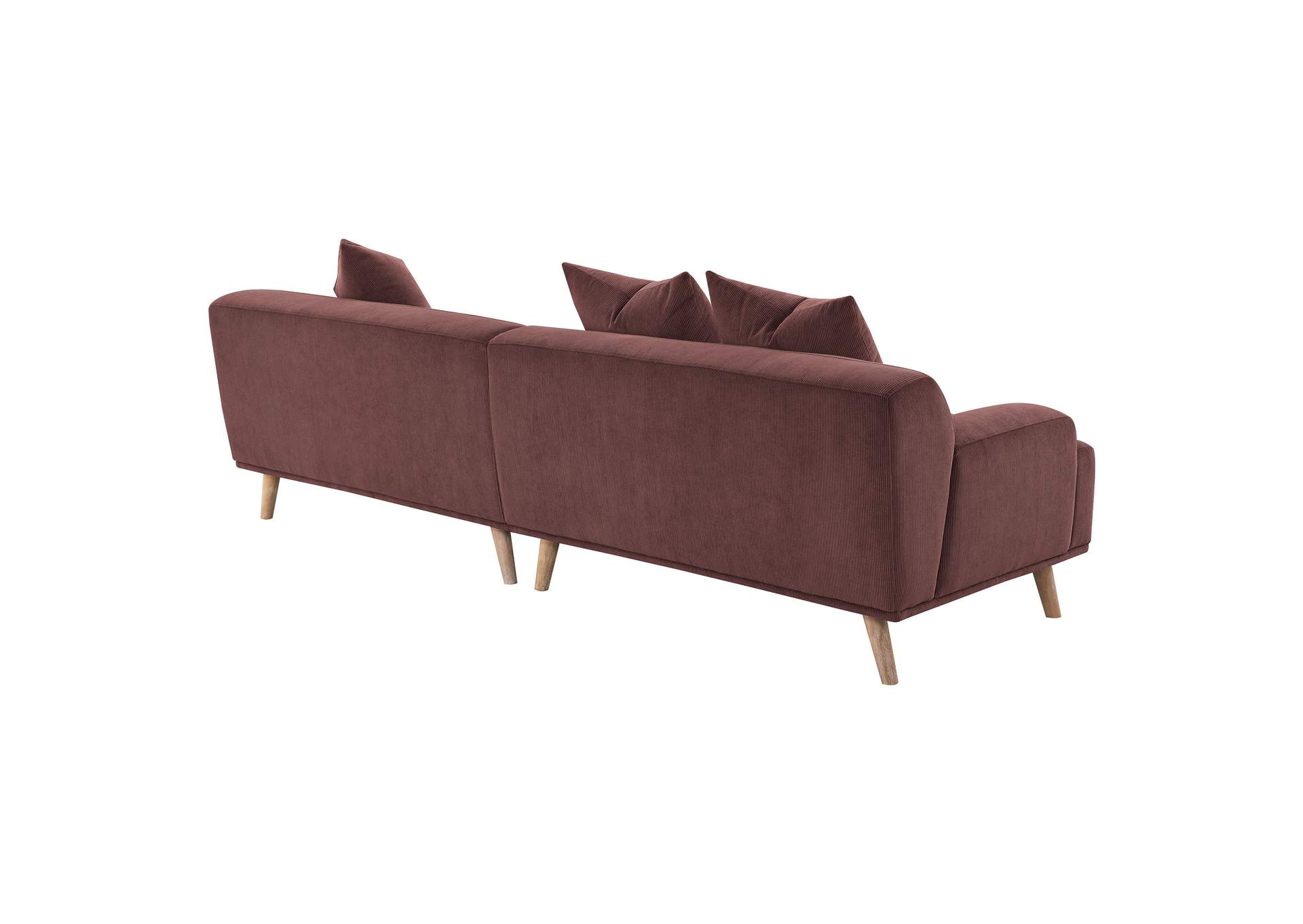 Elizabeth Corduroy Upholstered Extra Long Sofa Wine Red