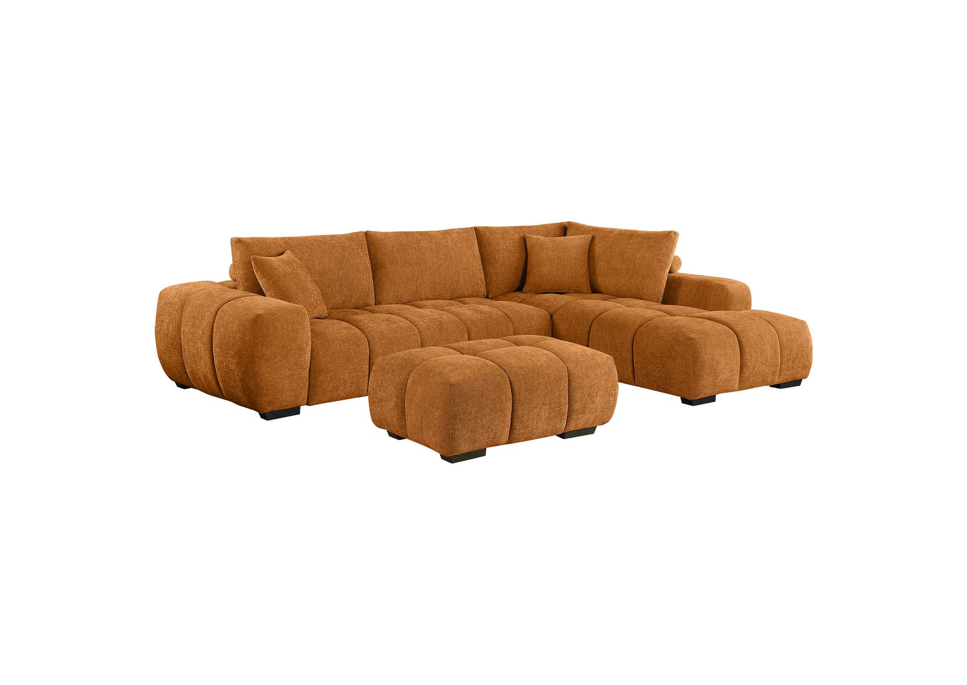 Camacho Upholstered Sectional Sofa with Ottoman Orange