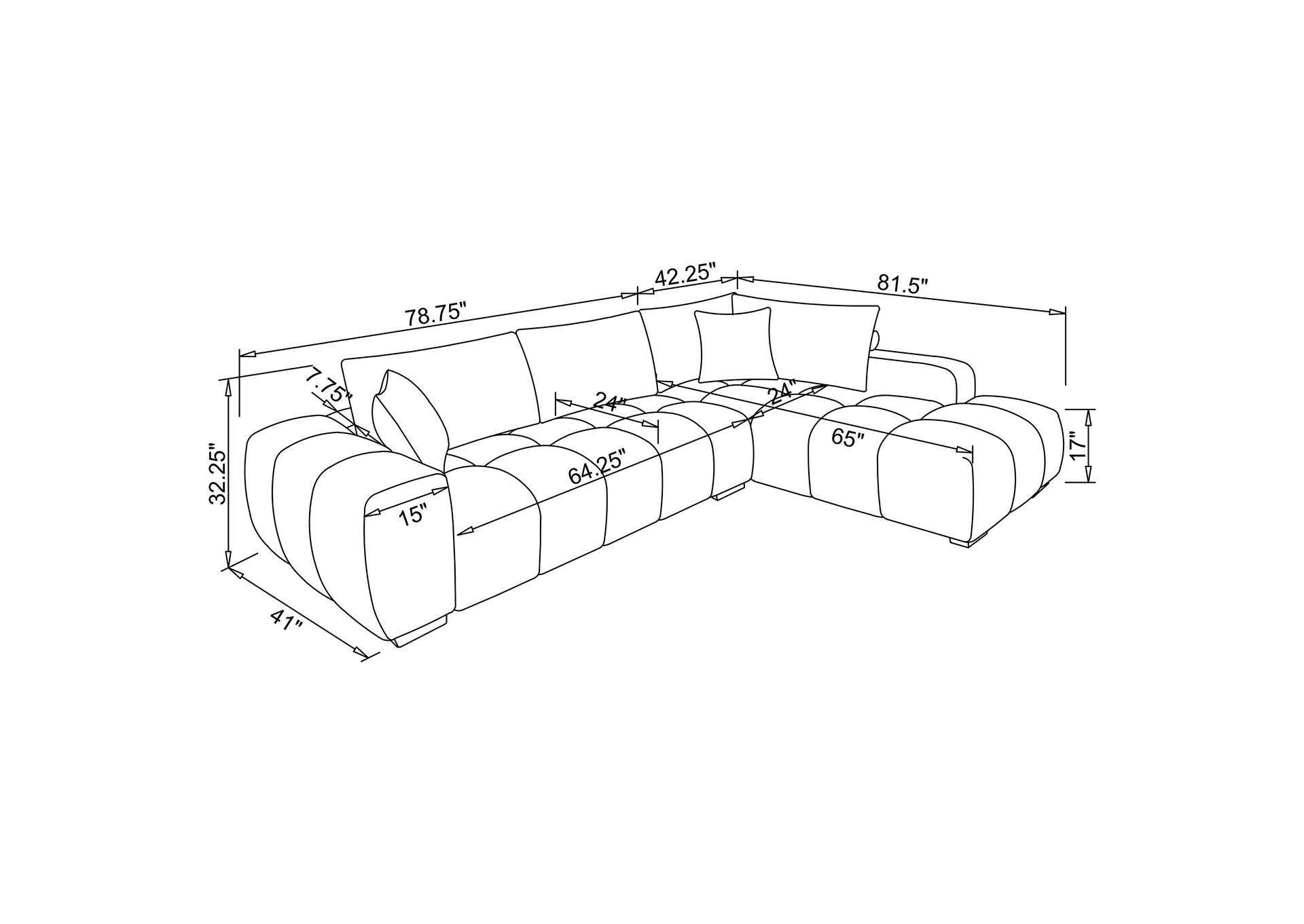 Camacho Upholstered Sectional Sofa with Right Chaise Amber