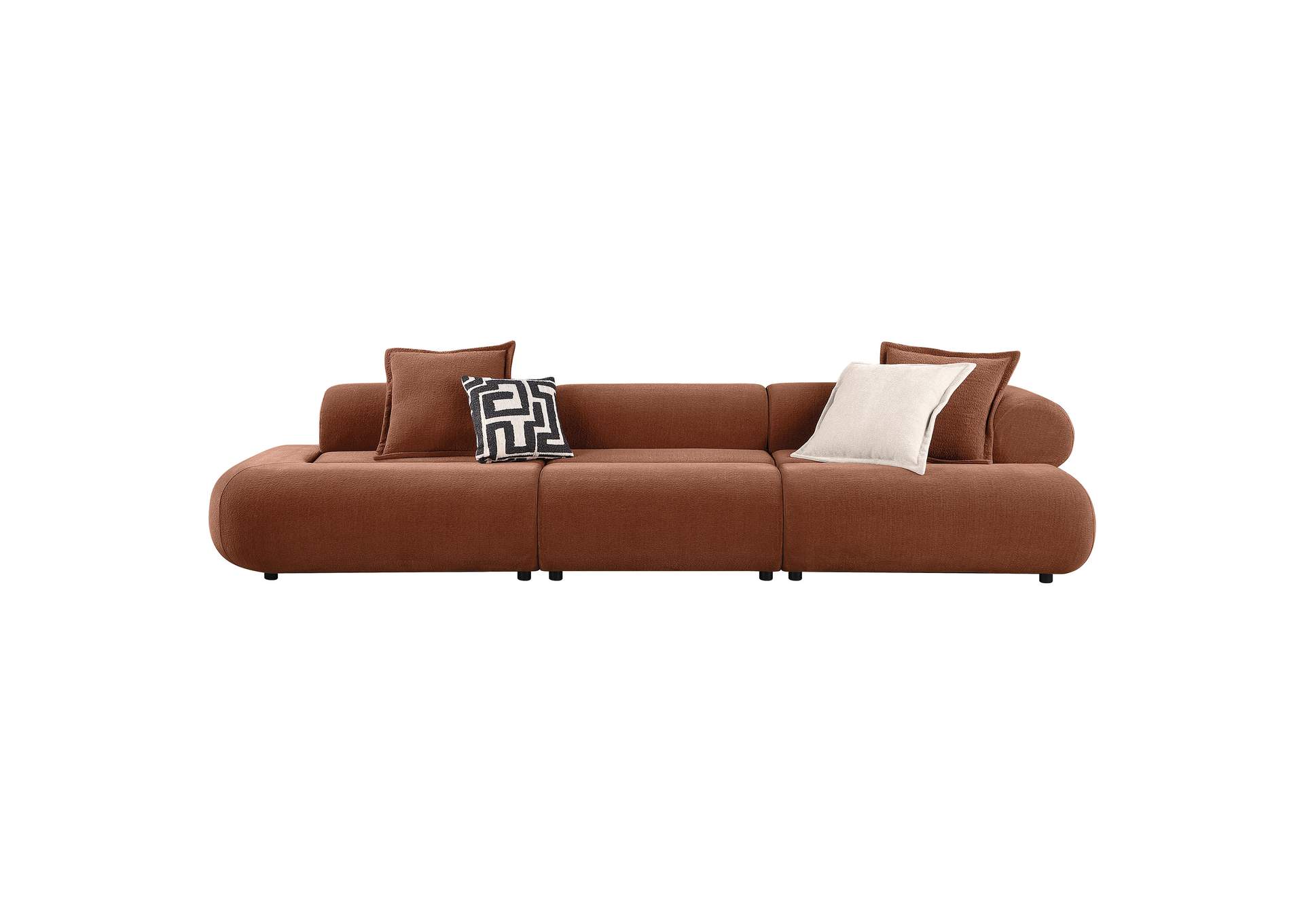 Byrne 143-inch Velvet Modular Bumper Sectional Sofa Rust image 3