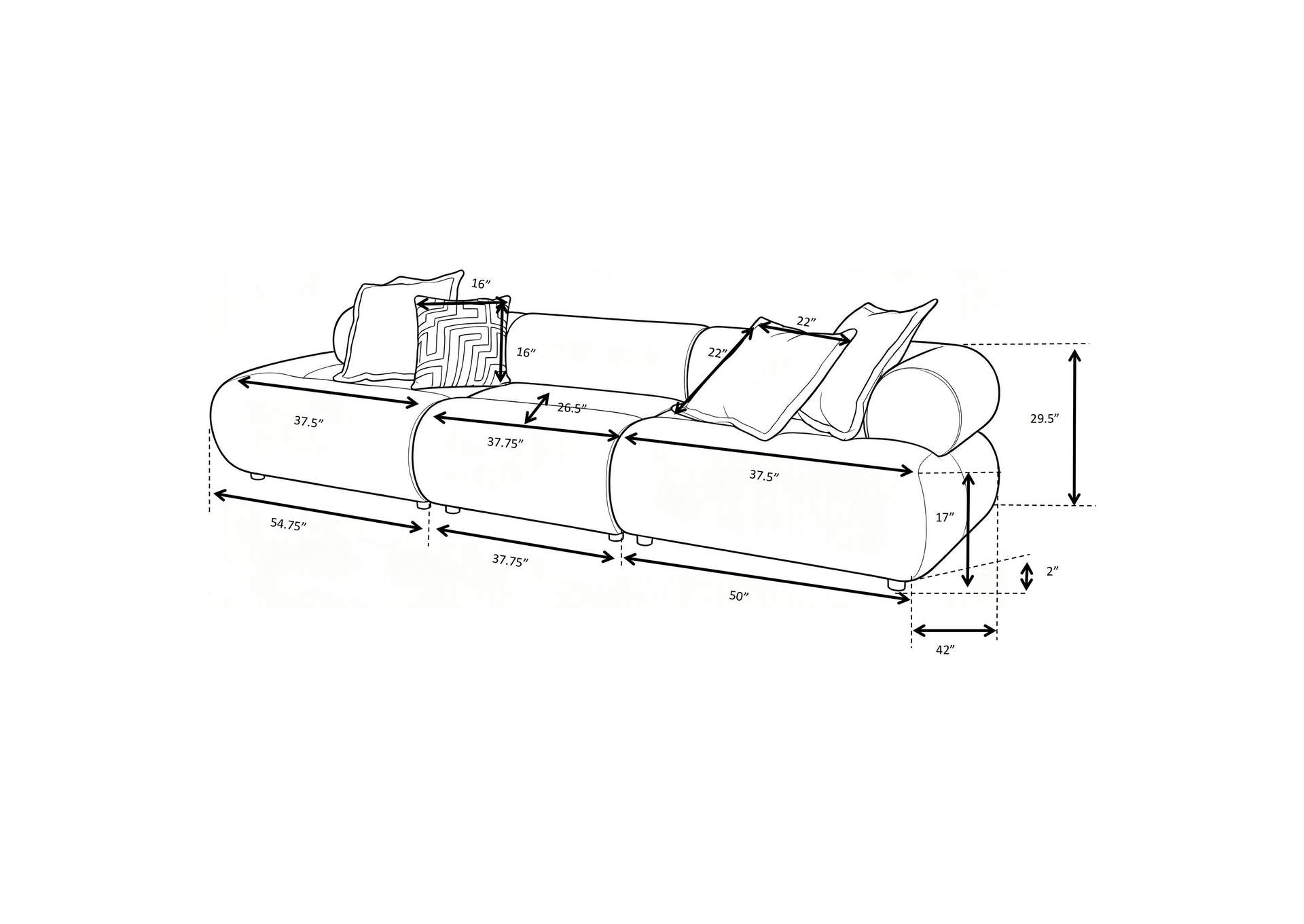 Byrne 143-inch Velvet Modular Bumper Sectional Sofa Rust image 9