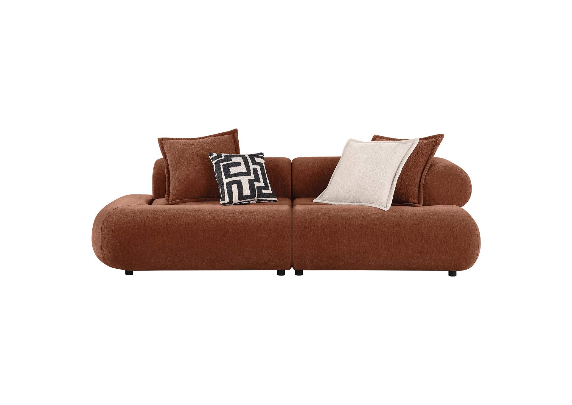 Byrne 105-inch Velvet Modular Bumper Sectional Sofa Rust image 3
