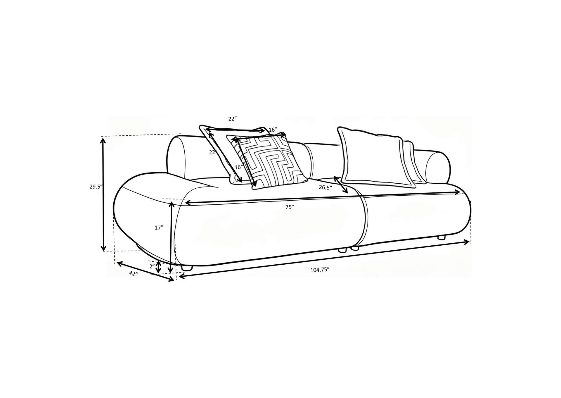 Byrne 105-inch Velvet Modular Bumper Sectional Sofa Rust image 9