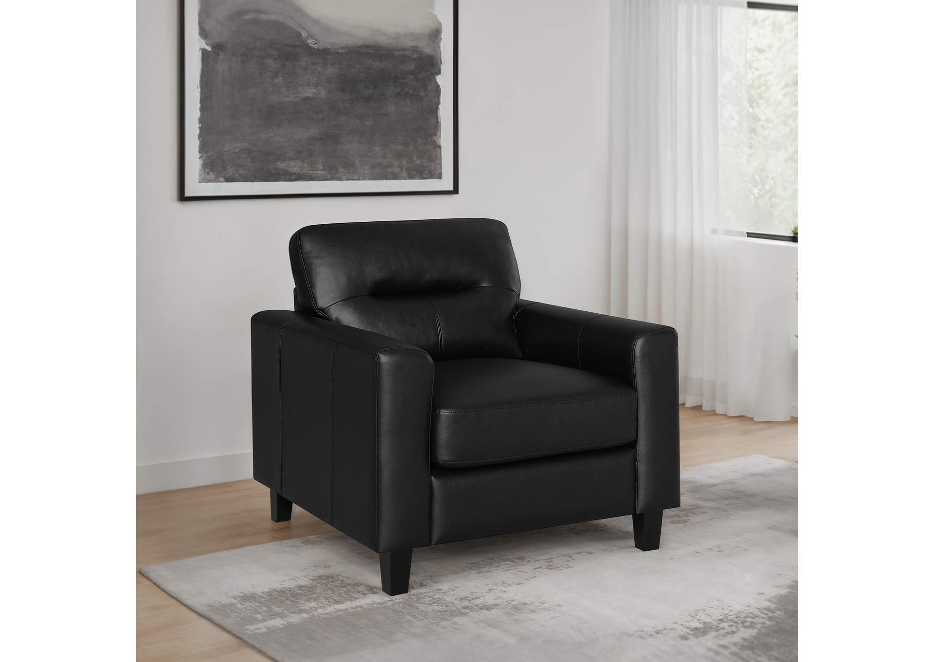 Scotland Faux Leather Upholstered Track Arm Chair Black image 3