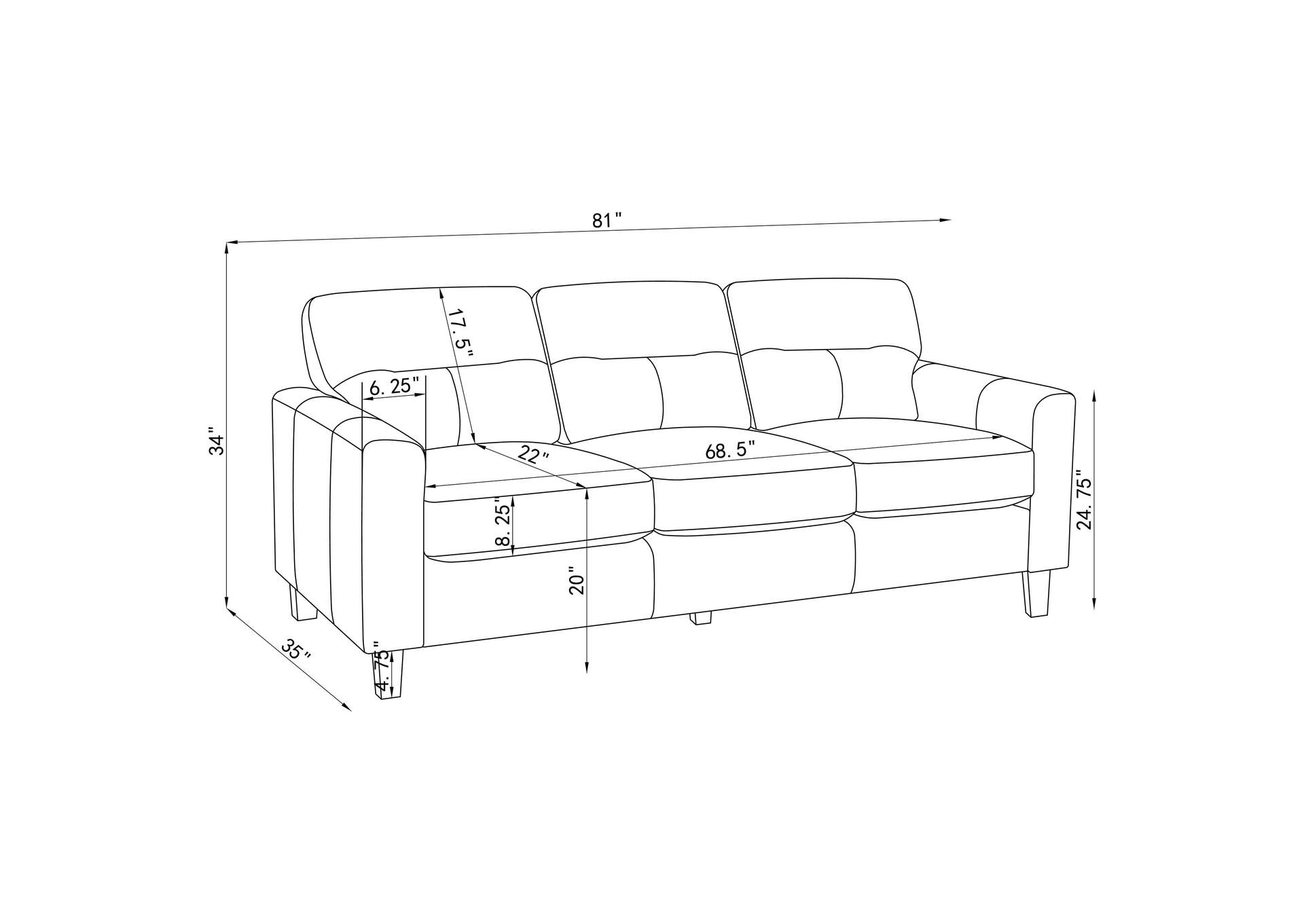 Scotland 3-piece Faux Leather Upholstered Sofa Set Brown image 10