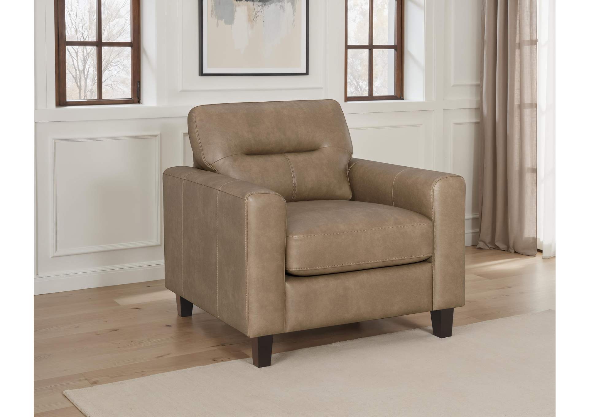 Scotland Faux Leather Upholstered Track Arm Chair Brown image 4