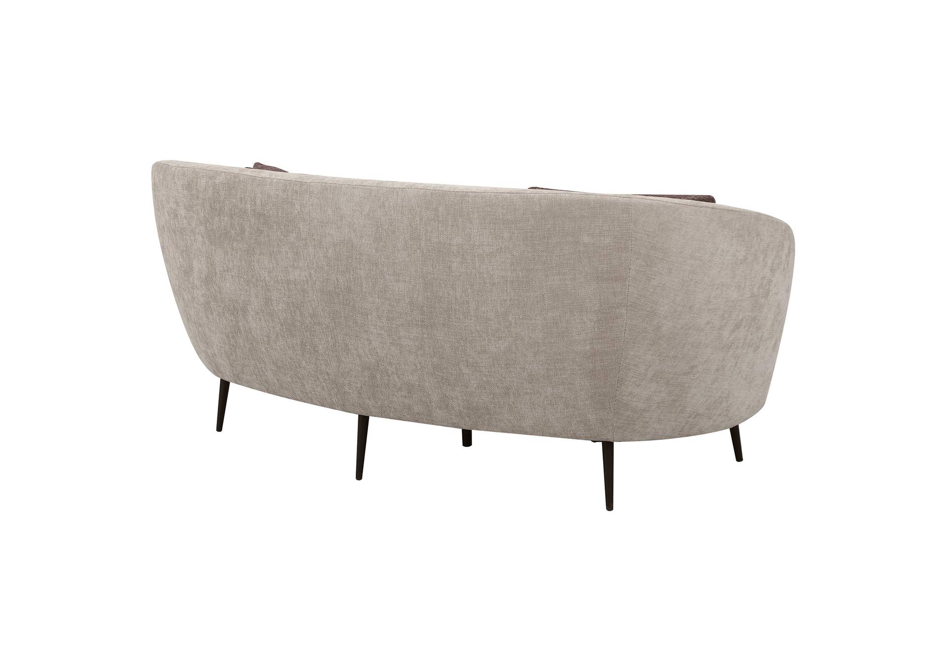 Ellorie Upholstered Channel Back Curved Loveseat Beige