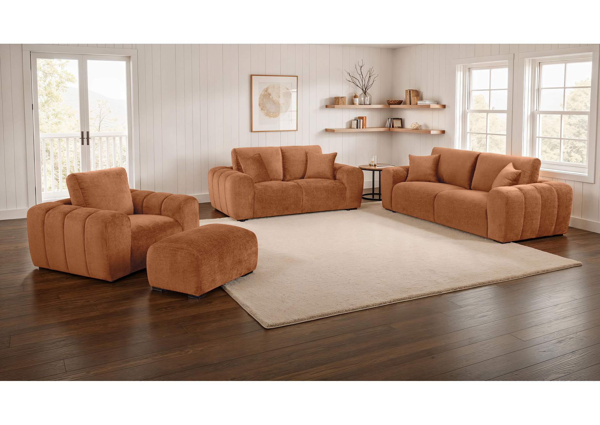 Burnett 4-piece Chenille Upholstered Sofa Set Burnt Orange image 1