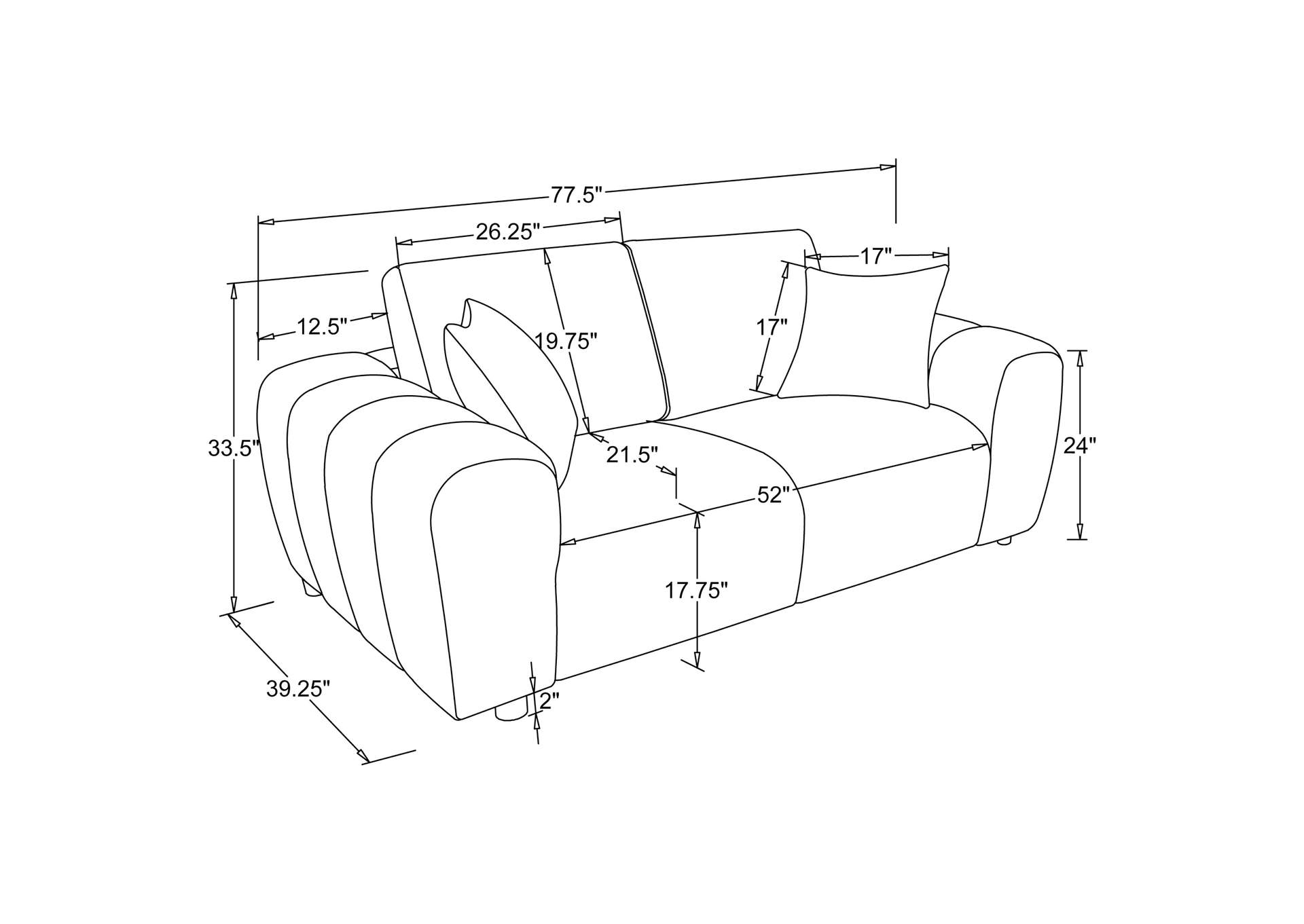 Burnett 2-piece Chenille Upholstered Sofa Set Ivory image 9