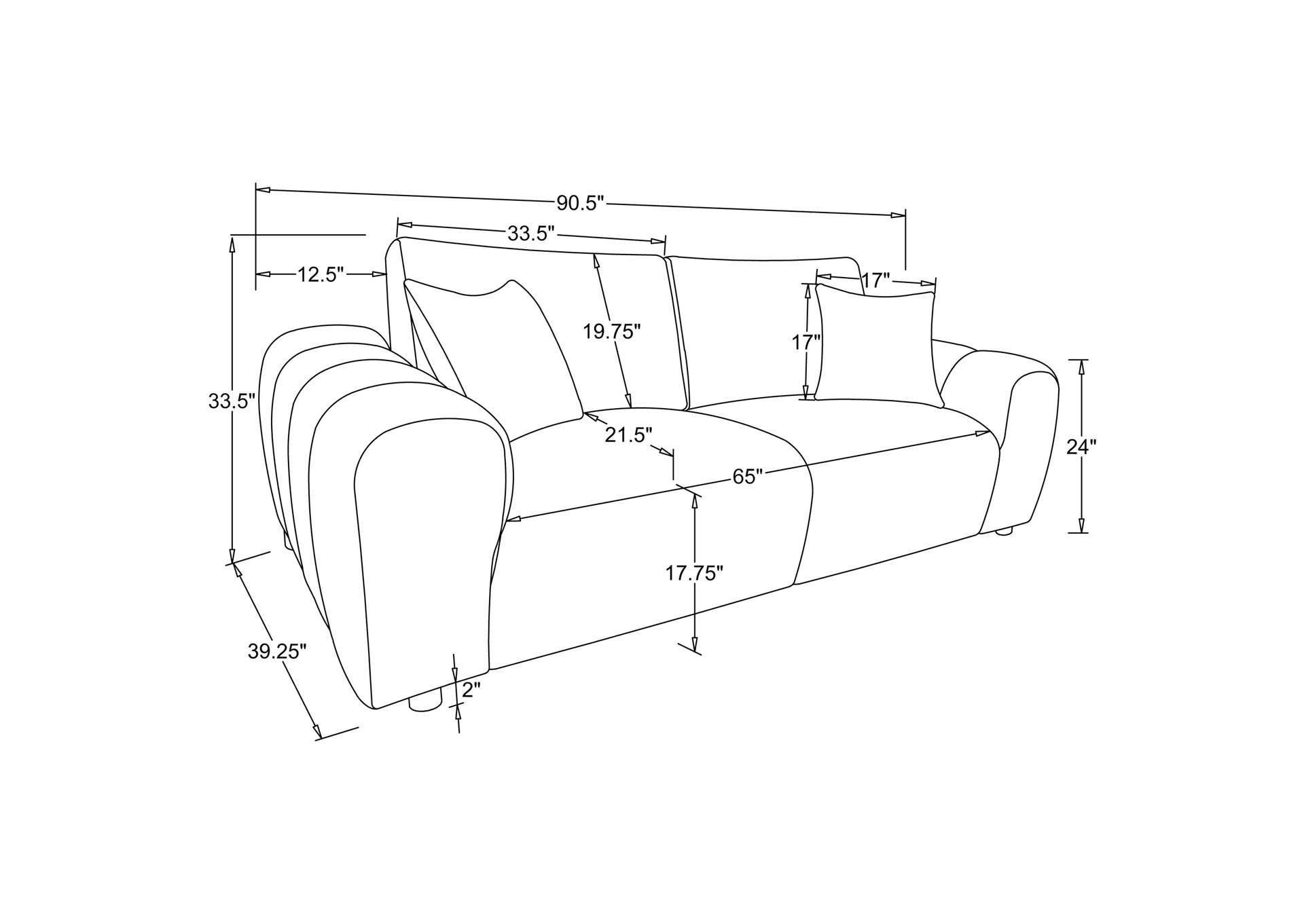 Burnett 3-piece Chenille Upholstered Sofa Set Ivory image 10