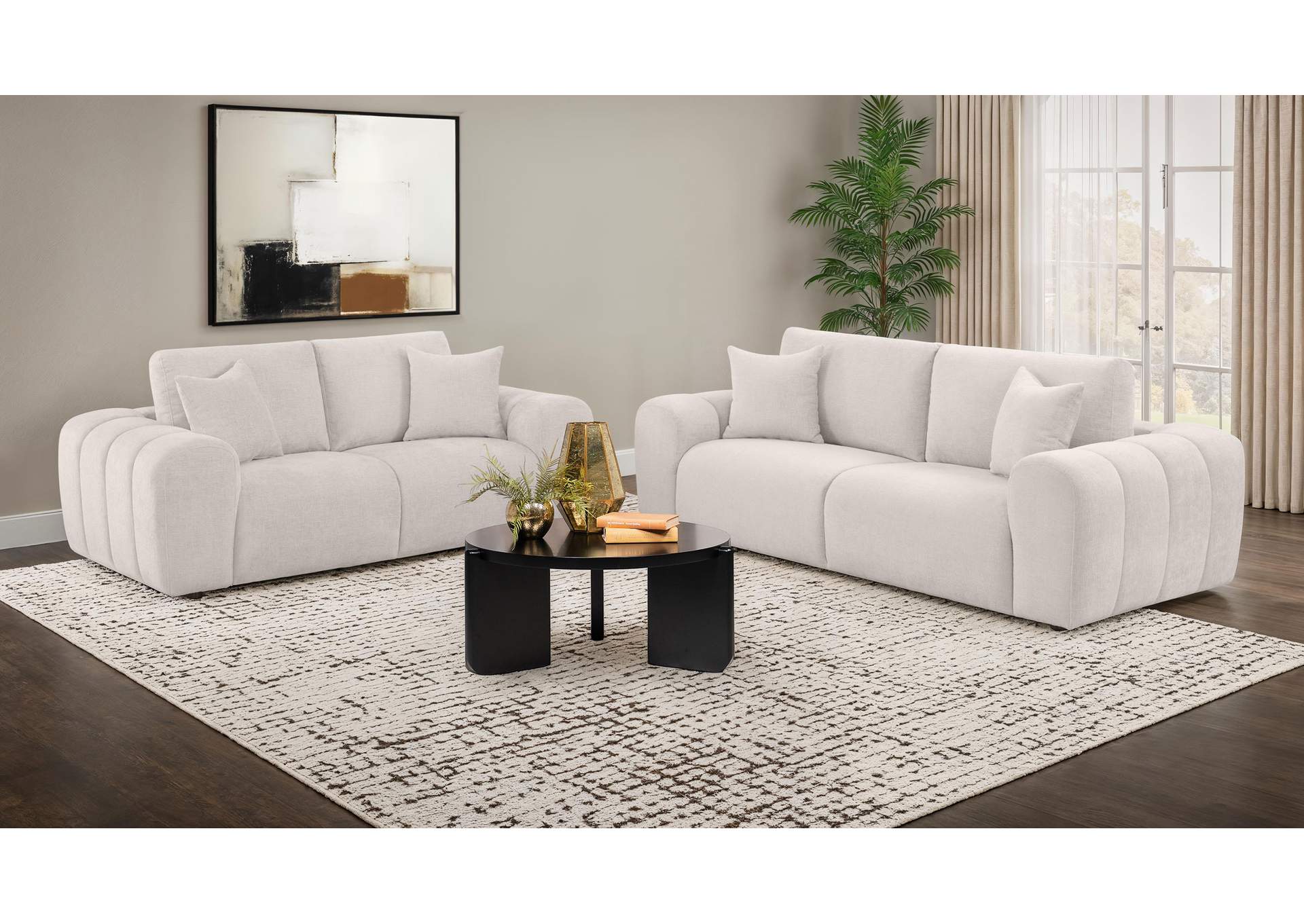 Burnett Chenille Upholstered Wide Arm Loveseat Ivory image 12