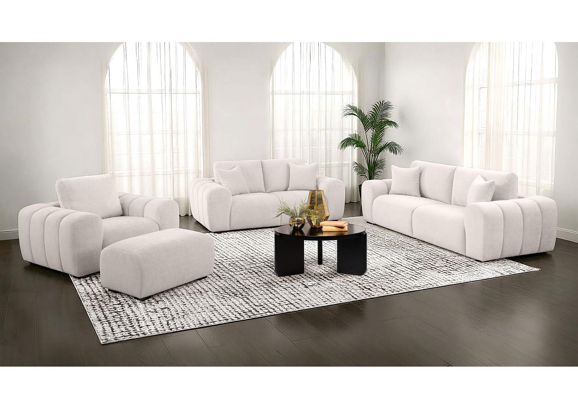 Burnett Chenille Upholstered Wide Arm Loveseat Ivory image 14