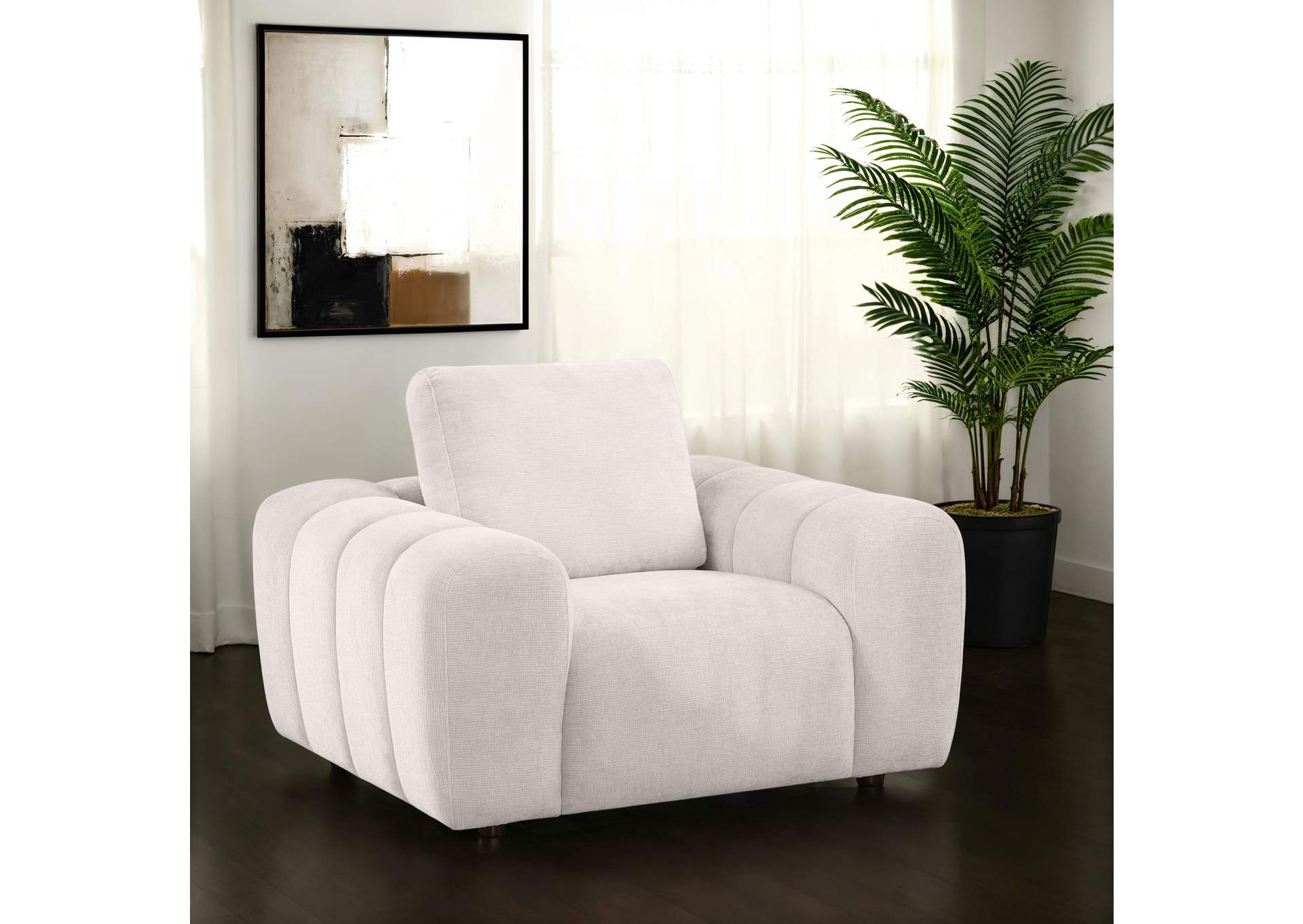 Burnett Chenille Upholstered Accent Chair Ivory image 4