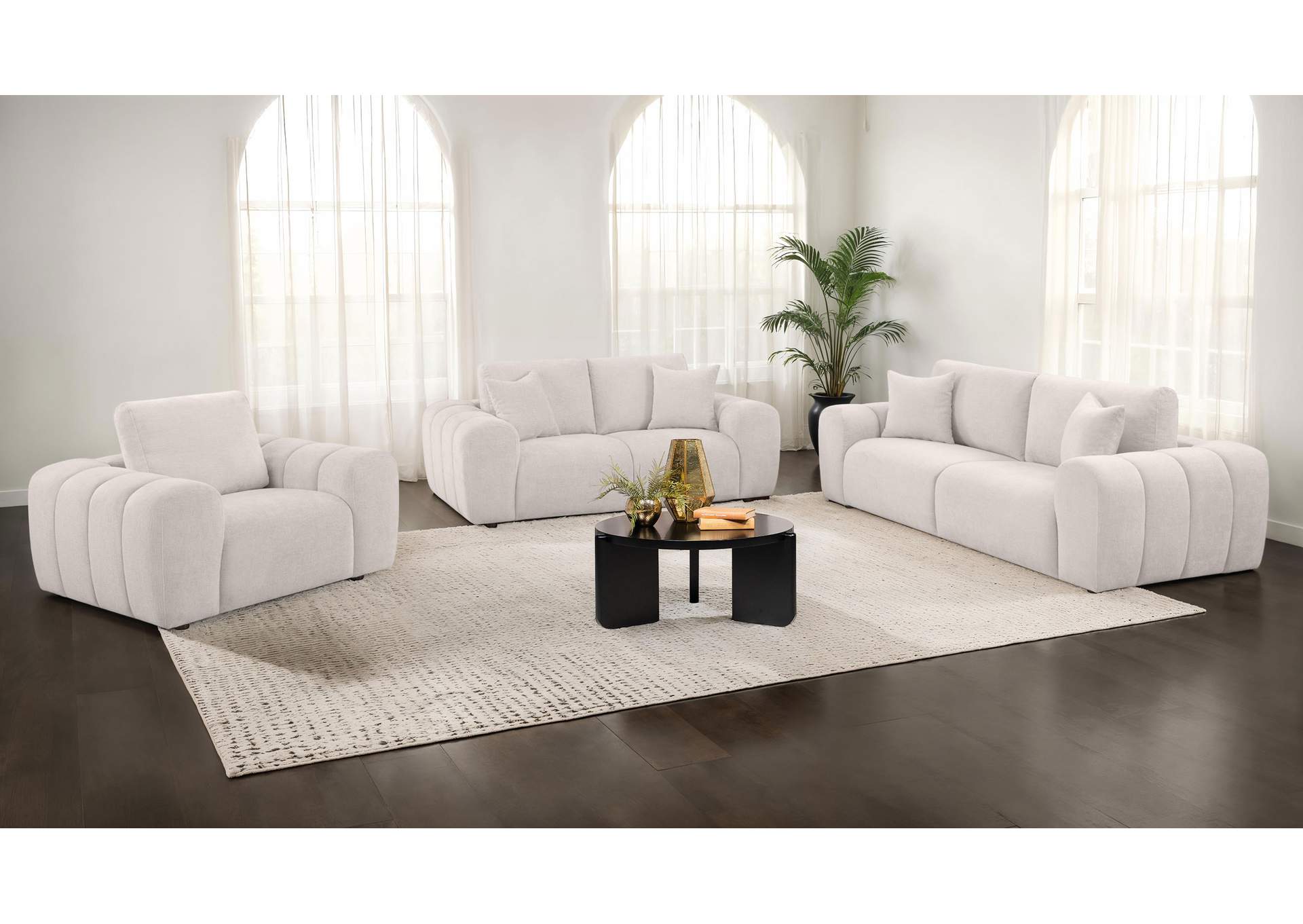 Burnett Chenille Upholstered Accent Chair Ivory image 12