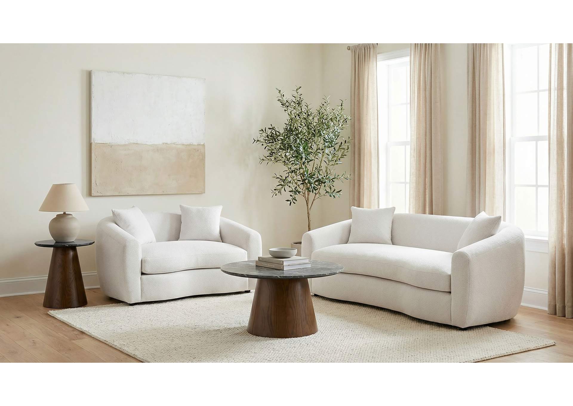 Isabella 2-piece Fabric Upholstered Sofa Set Sand image 3