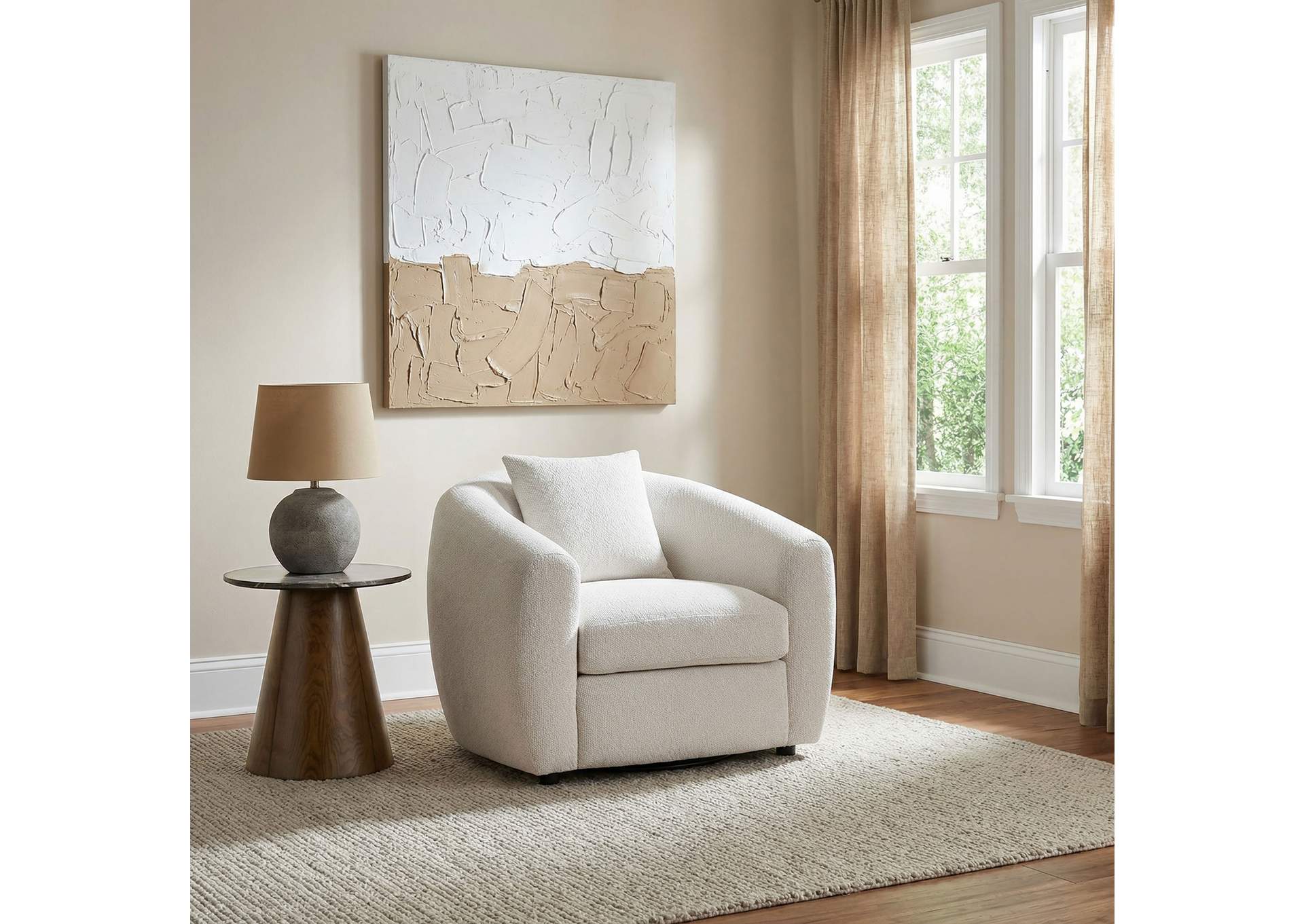 Isabella Fabric Upholstered Accent Chair Sand image 3