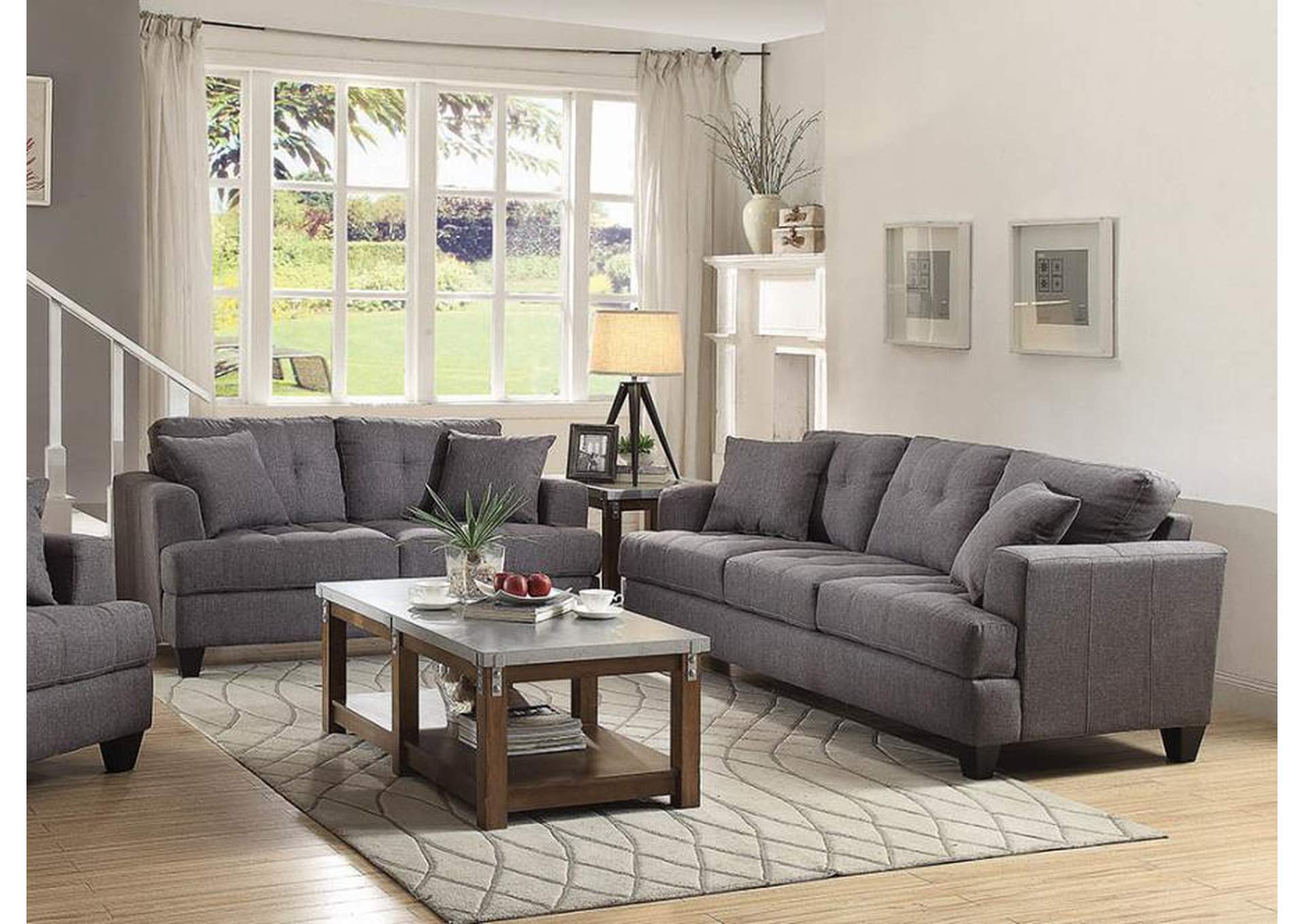 Samuel Biscuit Back Living Room Set Charcoal image 1