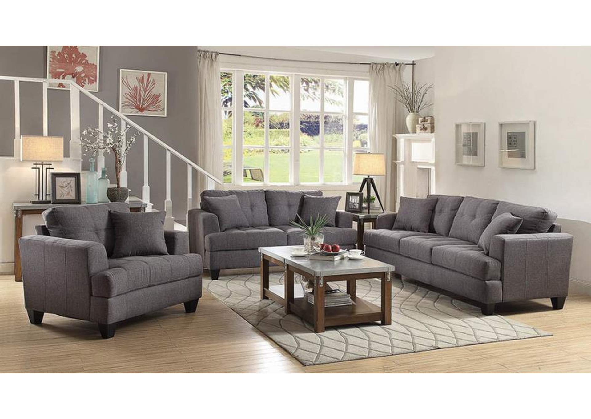 Samuel Biscuit Back Living Room Set Charcoal image 1