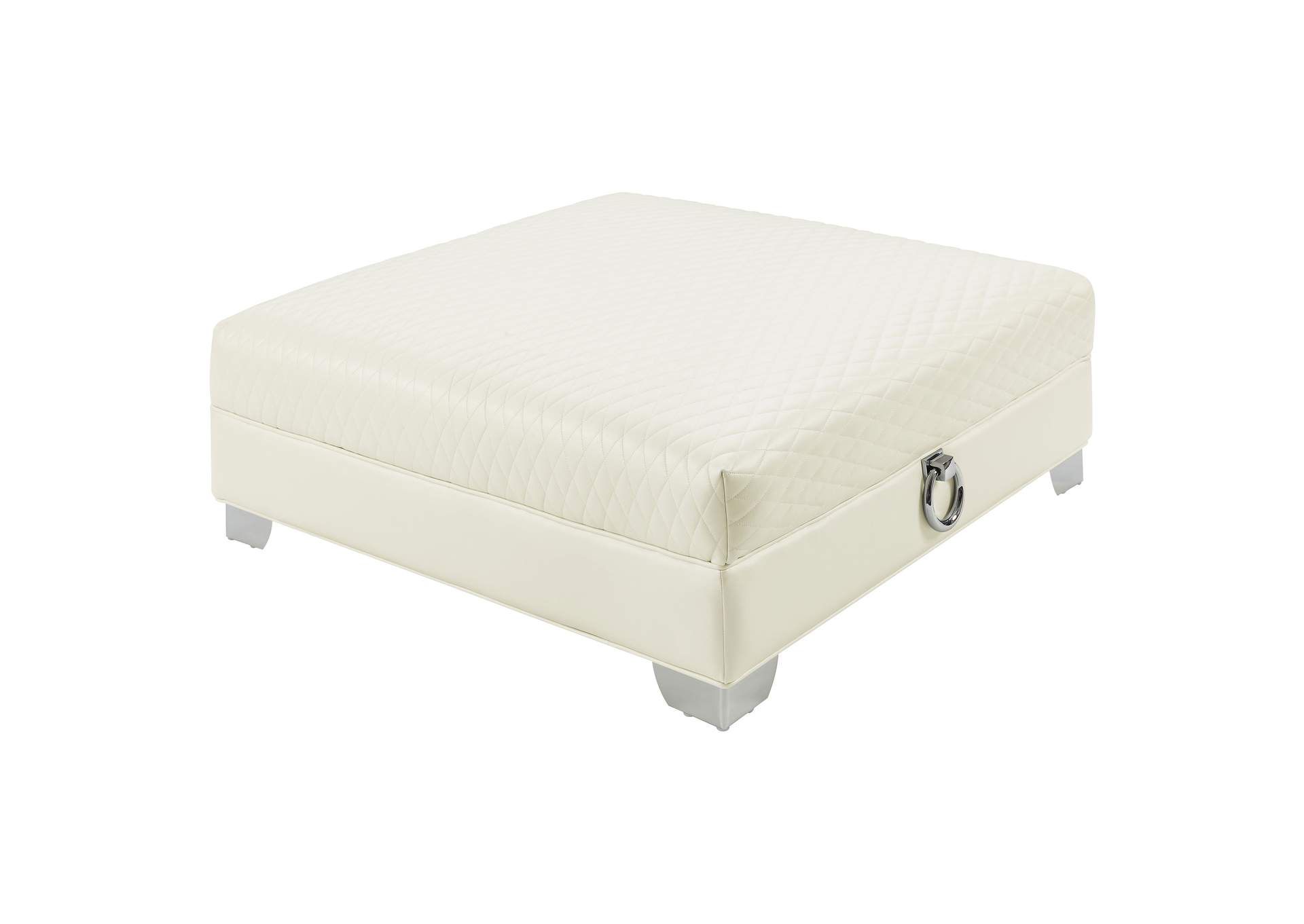 Chaviano Square Upholstered Ottoman Pearl White