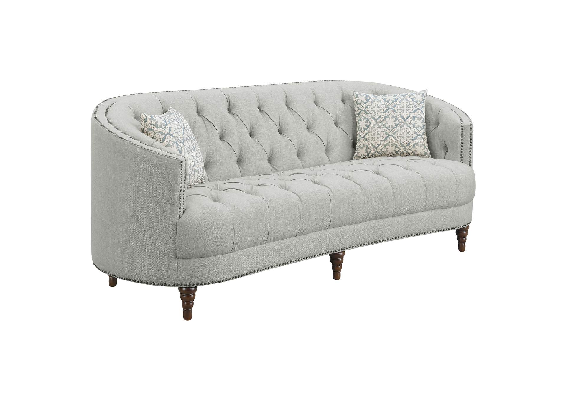 Avonlea Upholstered Tufted Living Room Set Grey