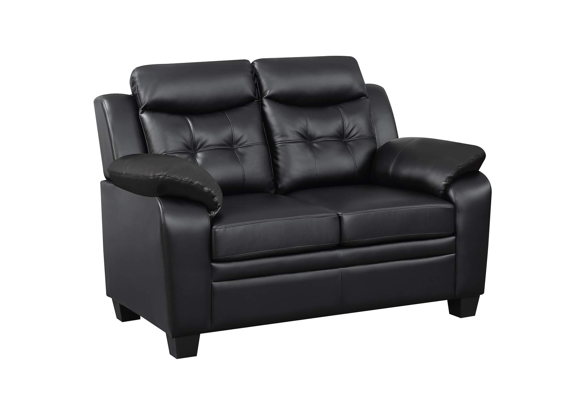 Finley Upholstered Pillow Top Arm Living Room Set Black