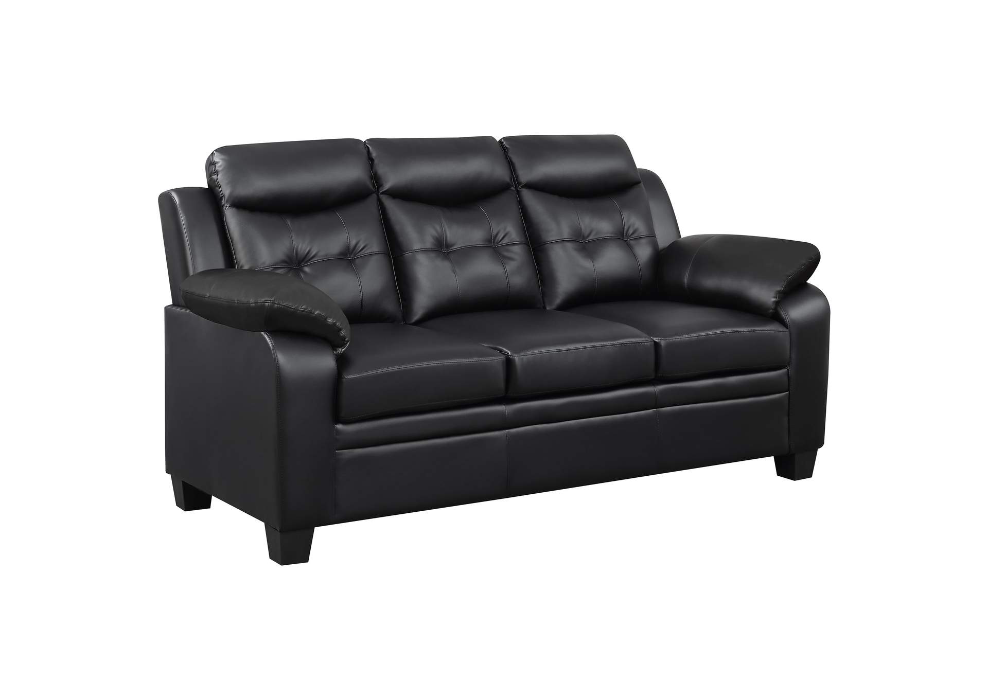 Finley Upholstered Pillow Top Arm Living Room Set Black