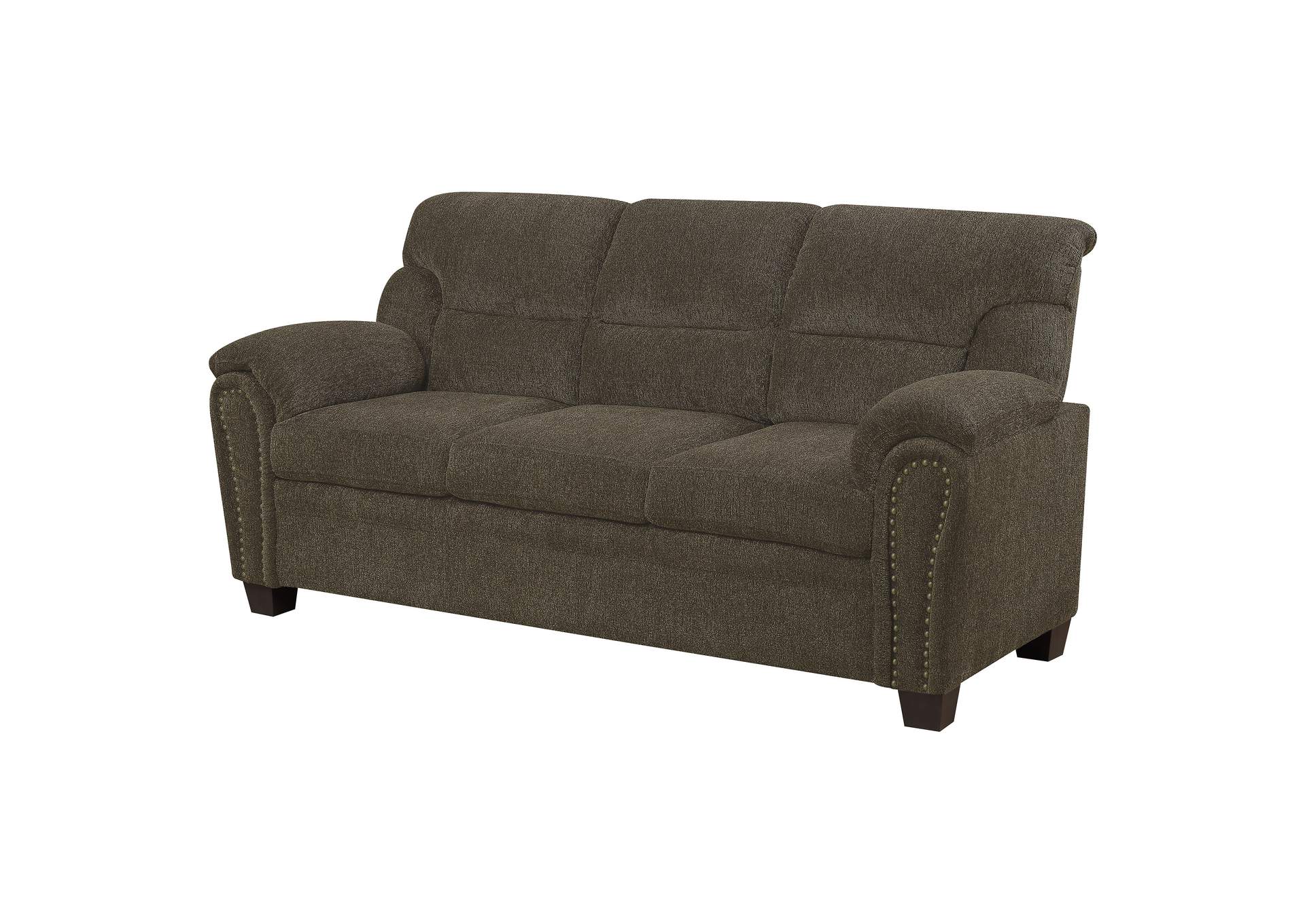 Clementine Upholstered Padded Arm Sofa Brown