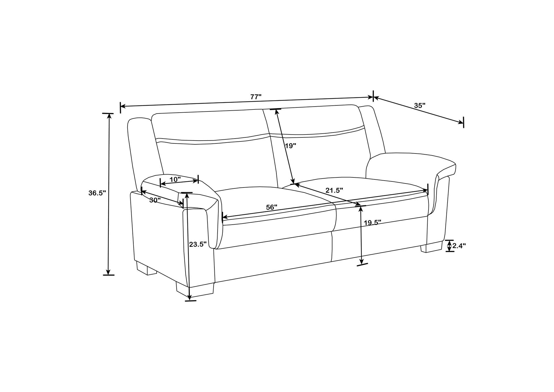 Arabella Upholstered Padded Arm Sofa Grey