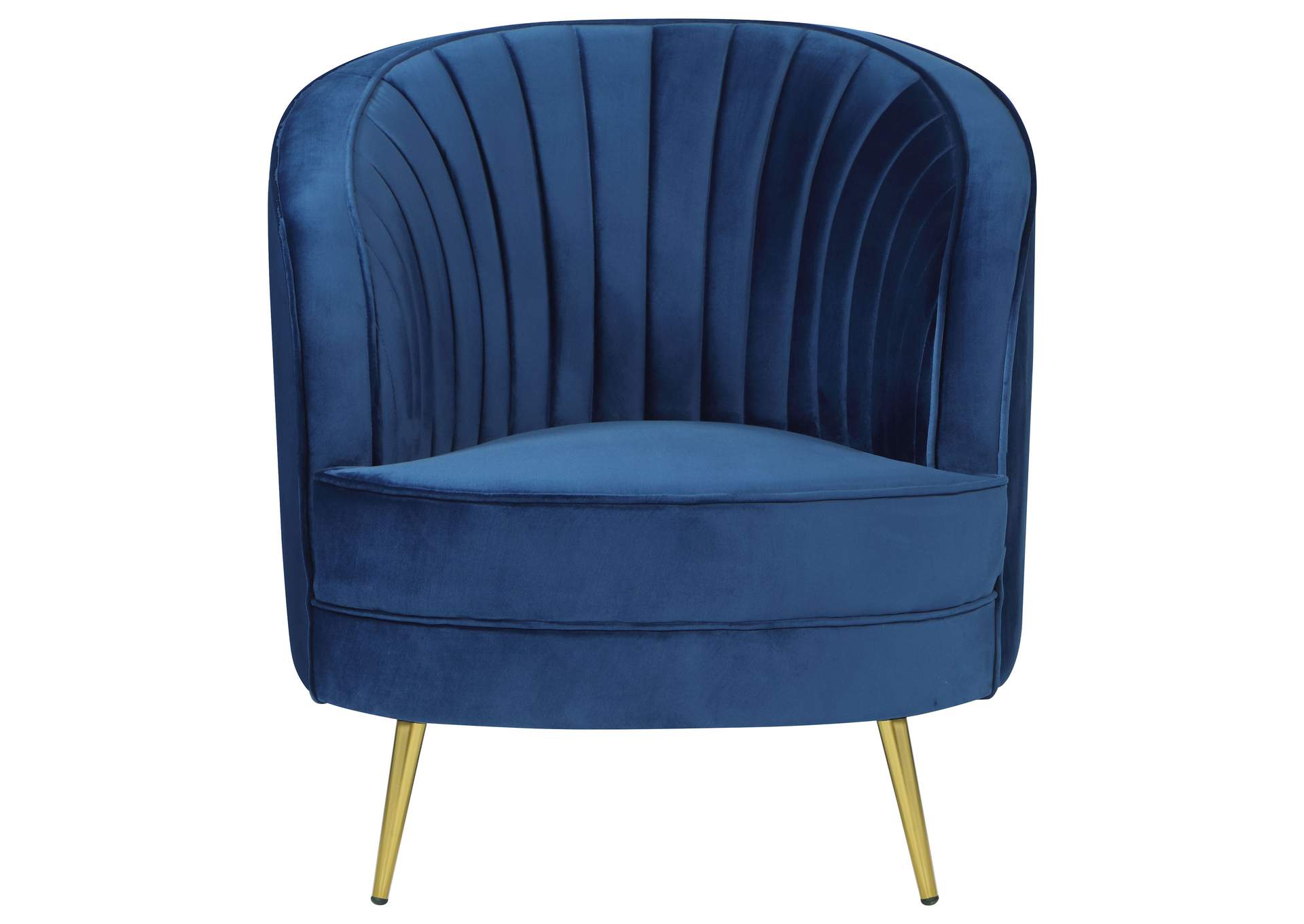 Sophia Upholstered Channel Tufted Barrel Accent Chair Blue