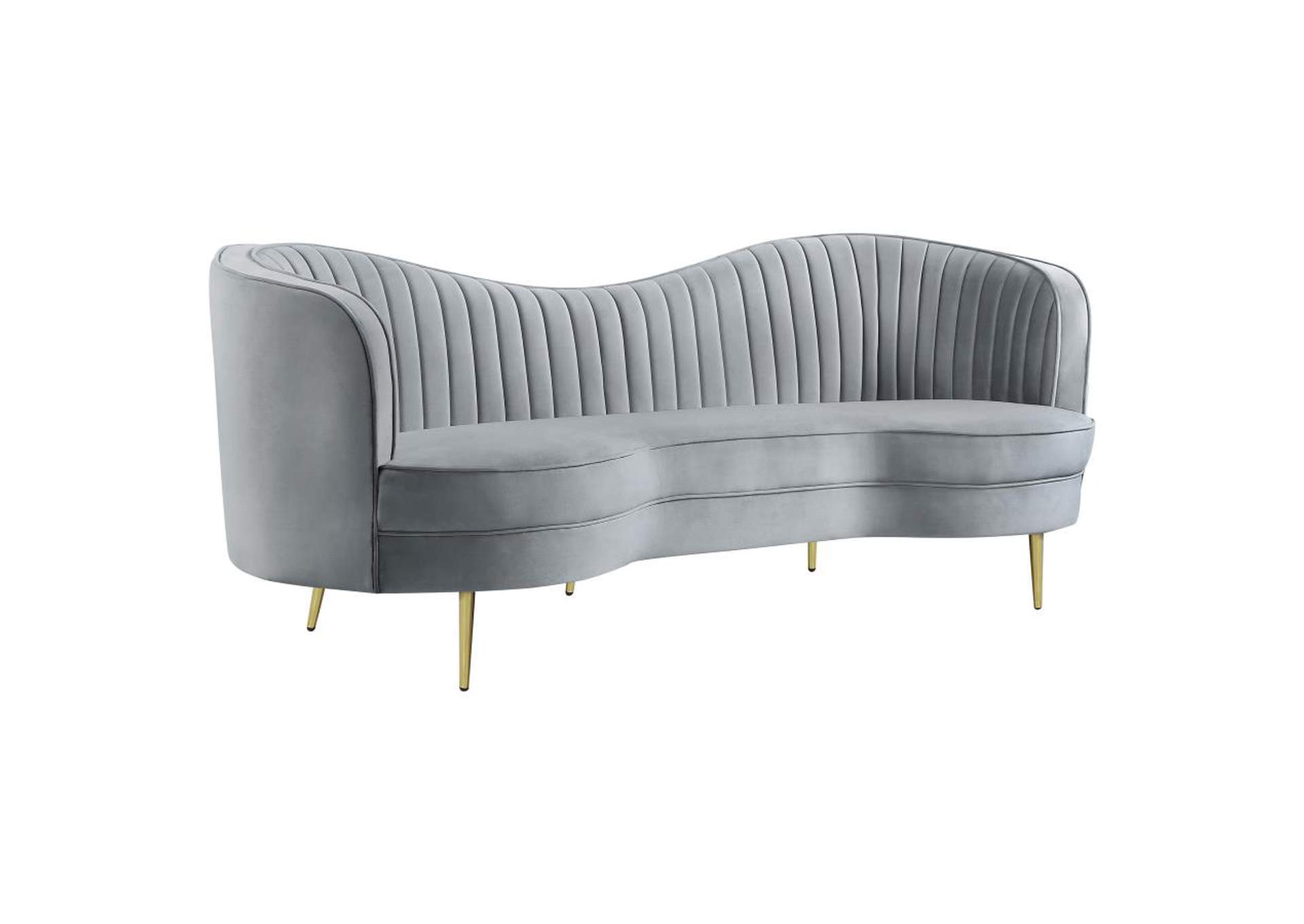Sophia 2-piece Upholstered Living Room Set with Camel Back Grey and Gold image 5