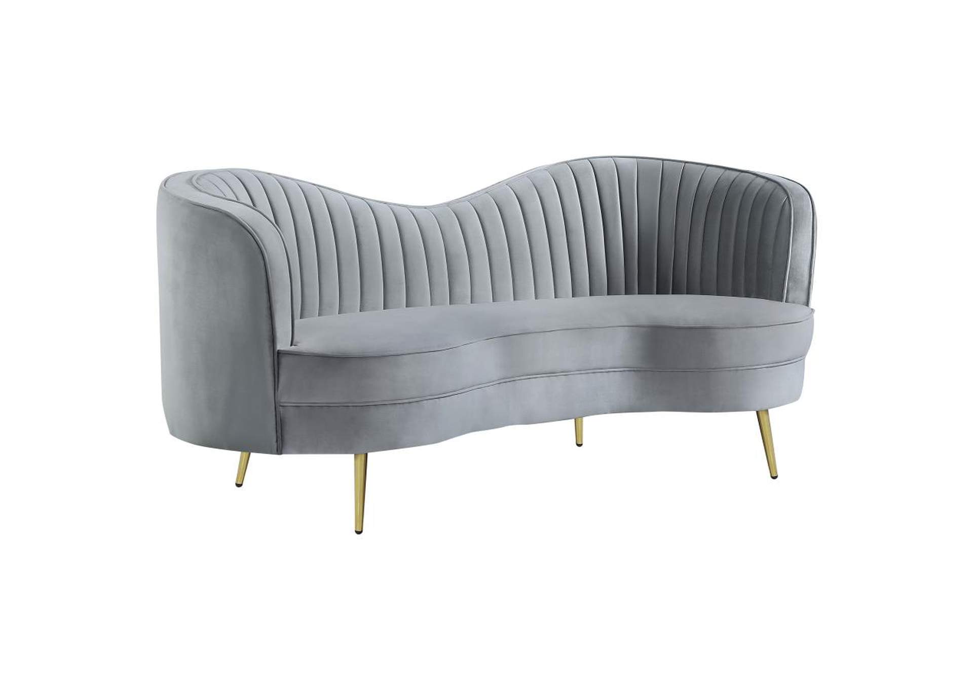 Sophia 2-piece Upholstered Living Room Set with Camel Back Grey and Gold image 9