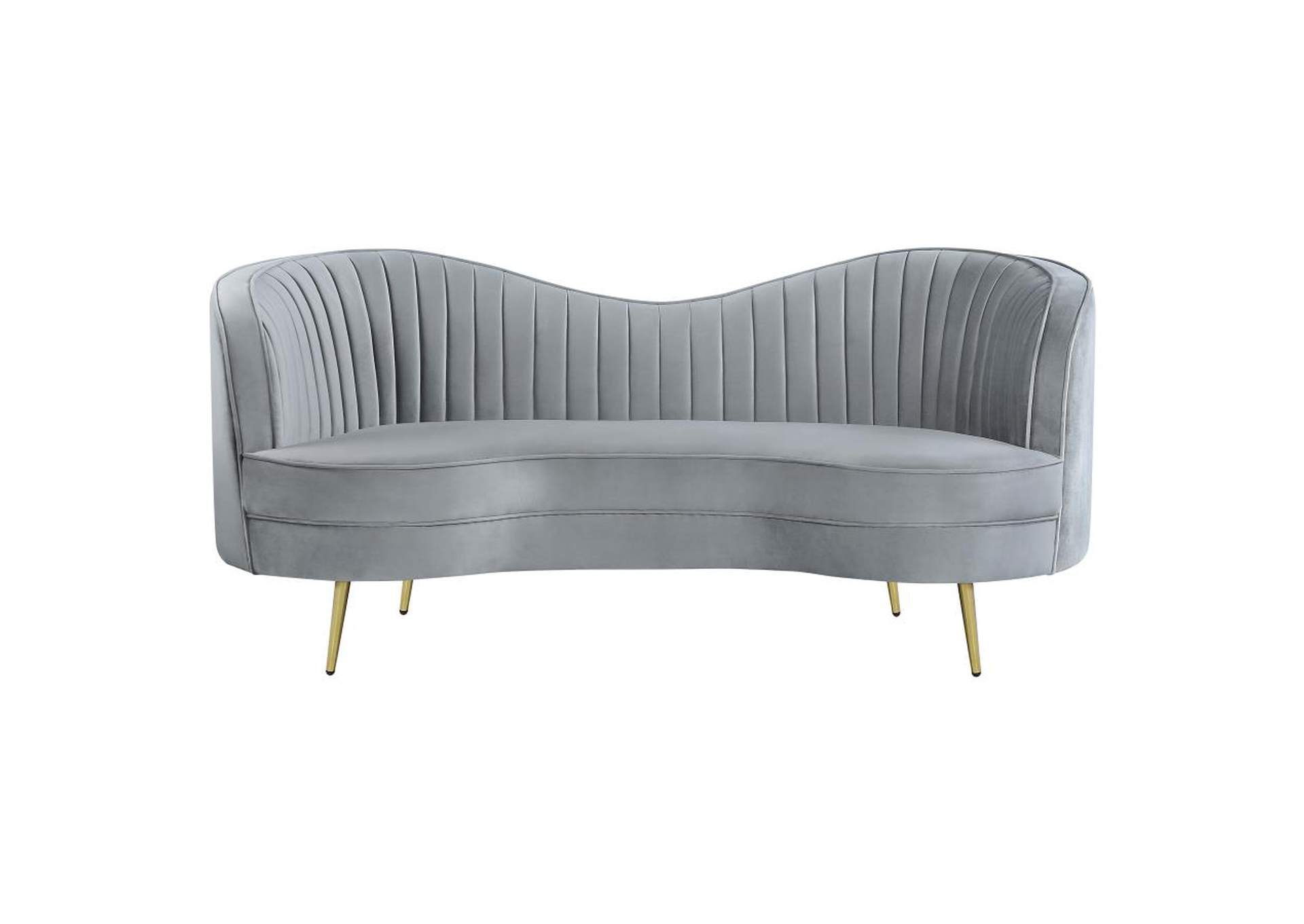 Sophia 2-piece Upholstered Living Room Set with Camel Back Grey and Gold image 10