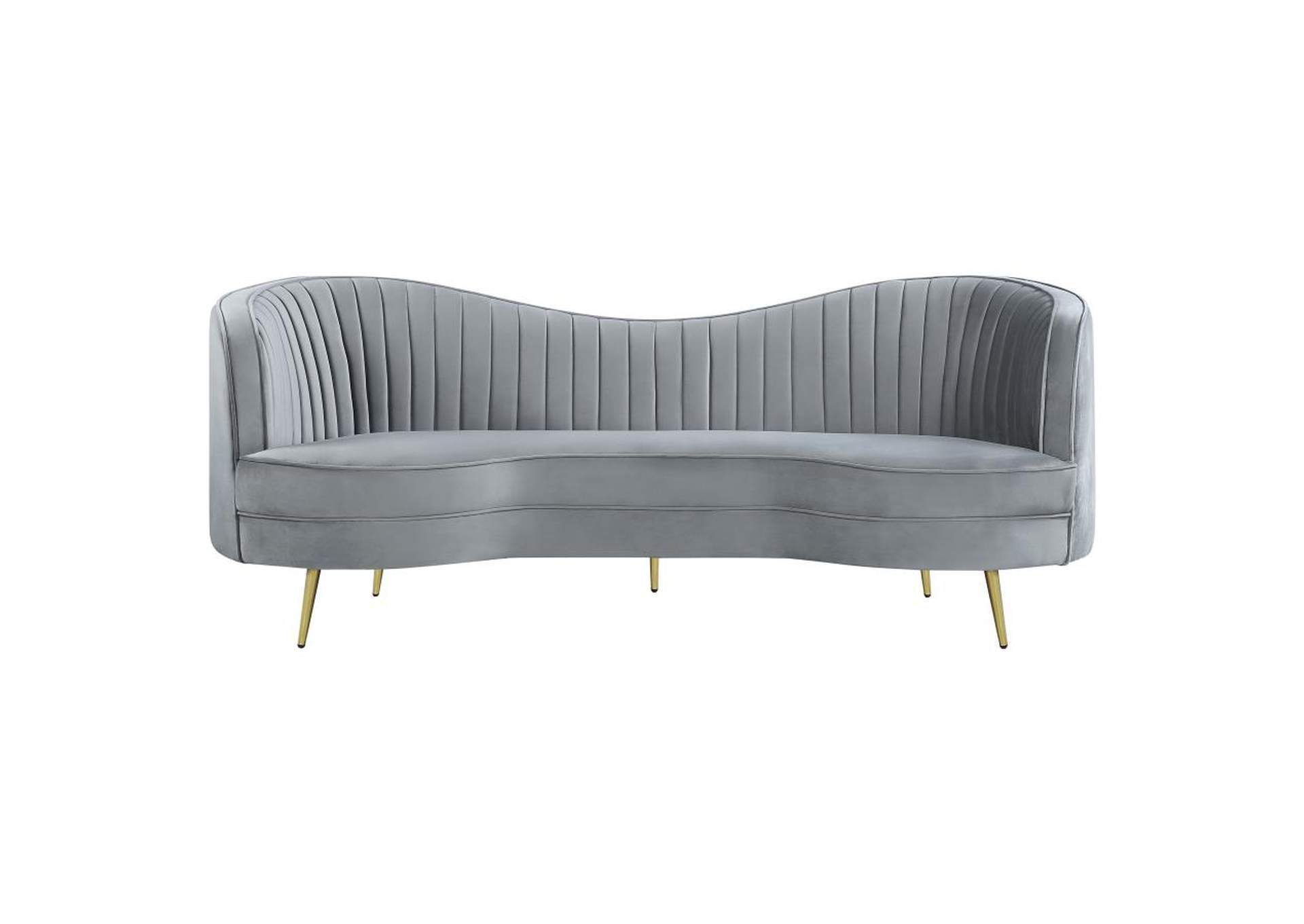 Sophia 3-piece Upholstered Living Room Set with Camel Back Grey and Gold image 5