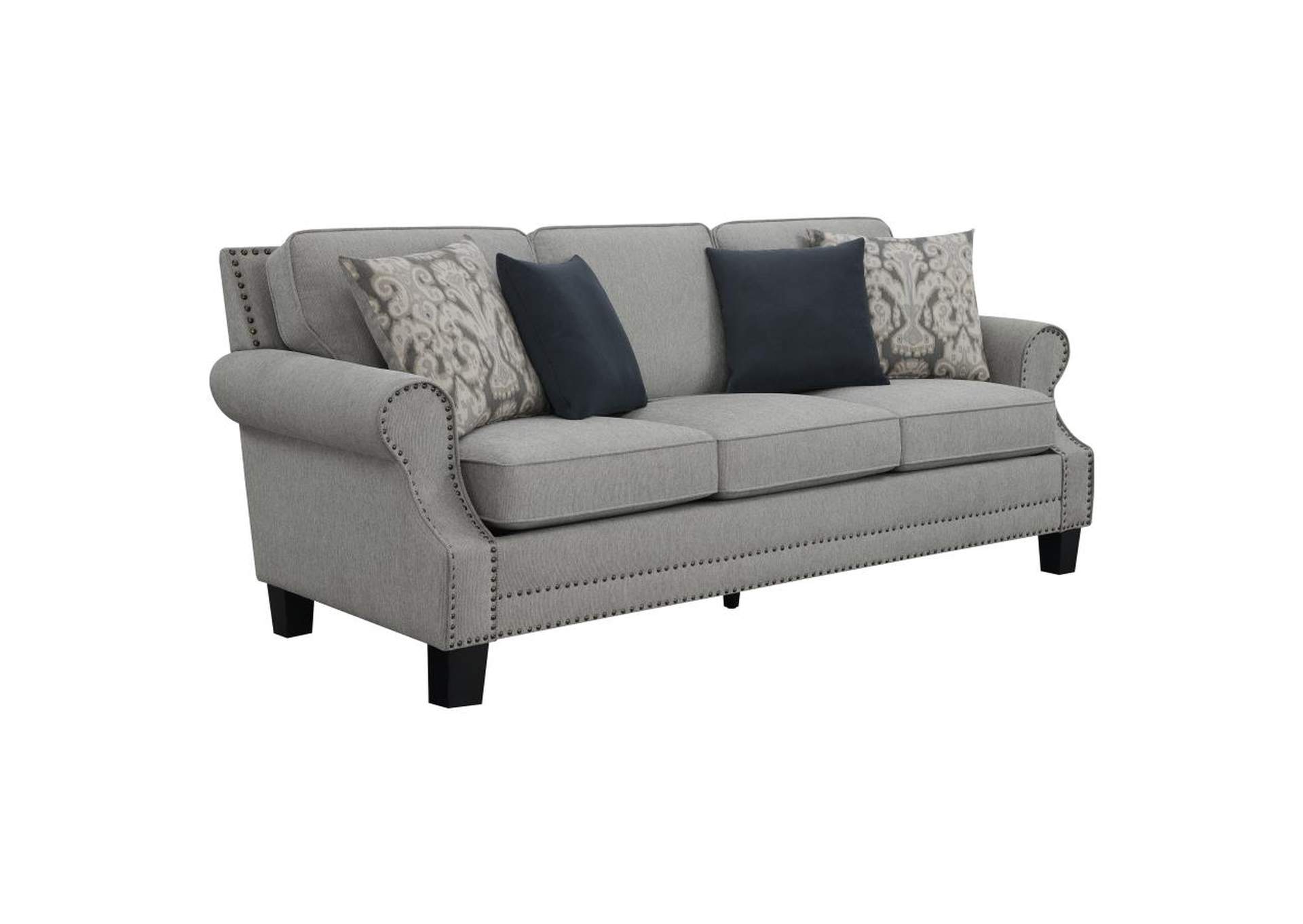 Sheldon Upholstered Living Room Set with Rolled Arms Grey image 3