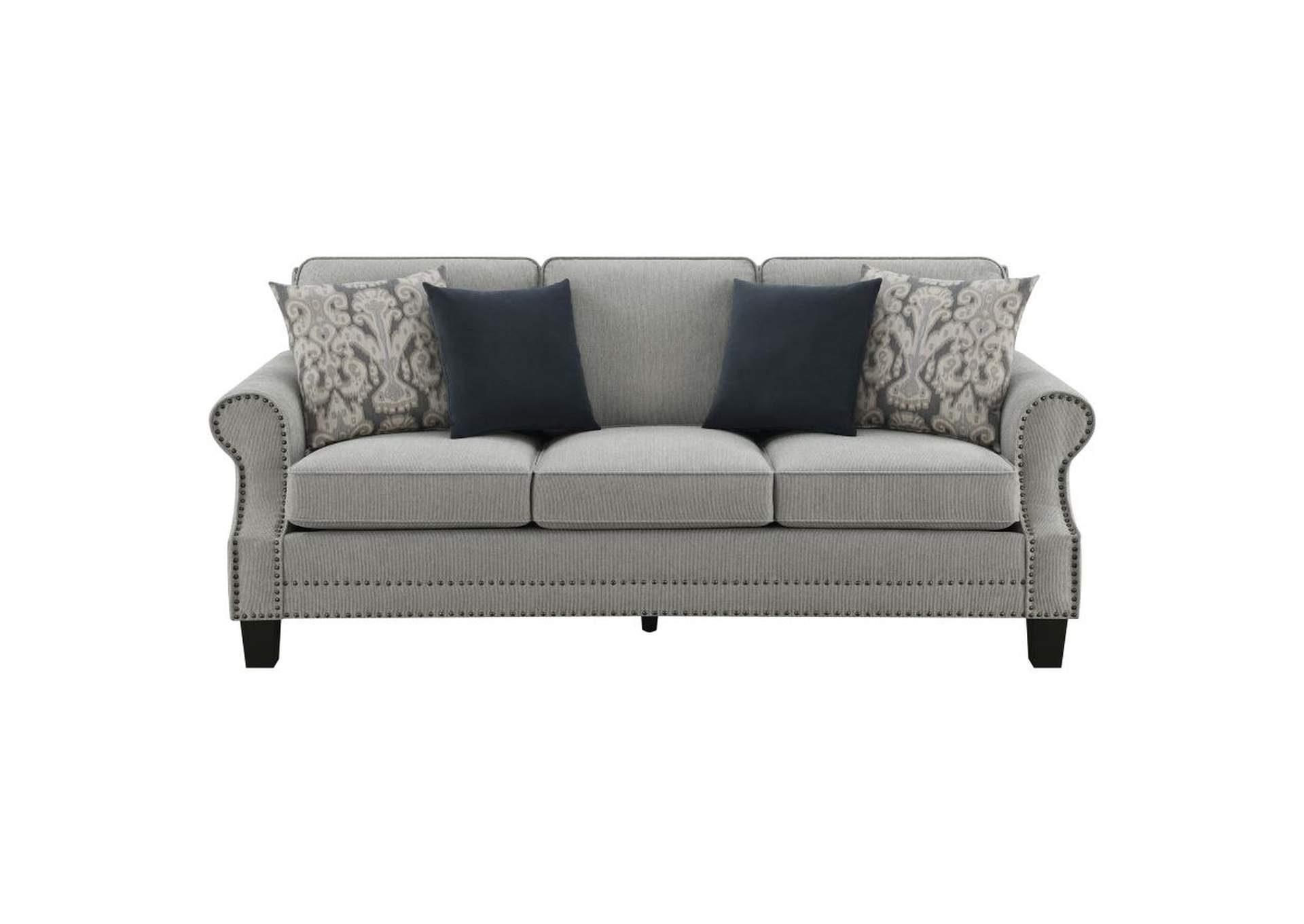 Sheldon Upholstered Living Room Set with Rolled Arms Grey image 4