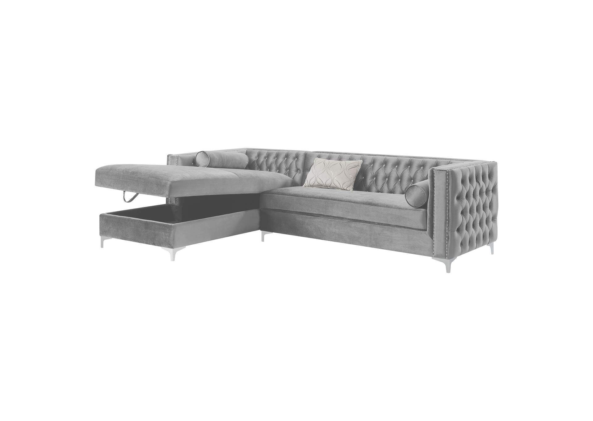 Bellaire Button-tufted Upholstered Sectional Silver