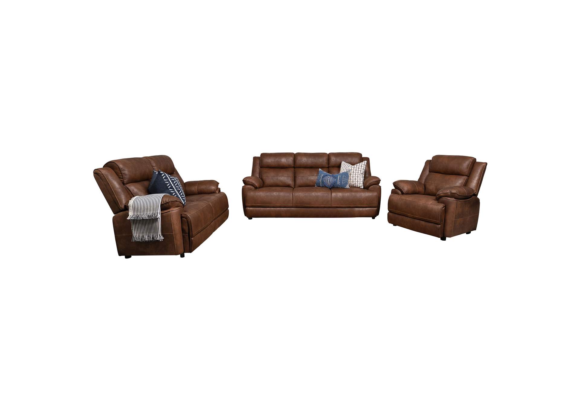 Ellington 3-piece Upholstered Padded Arm Sofa Set Dark Brown image 18