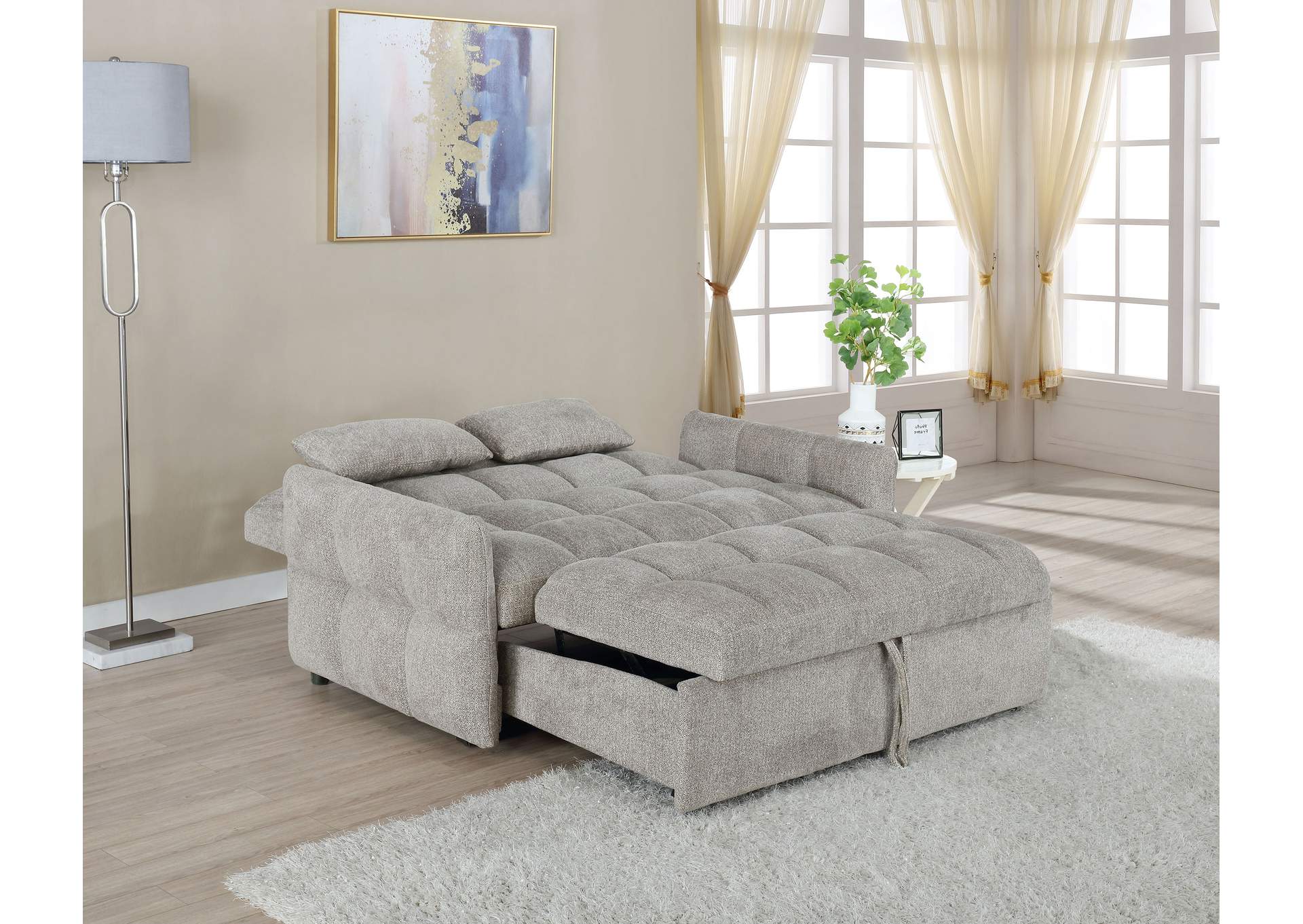 Cotswold Tufted Cushion Sleeper Sofa Bed Beige