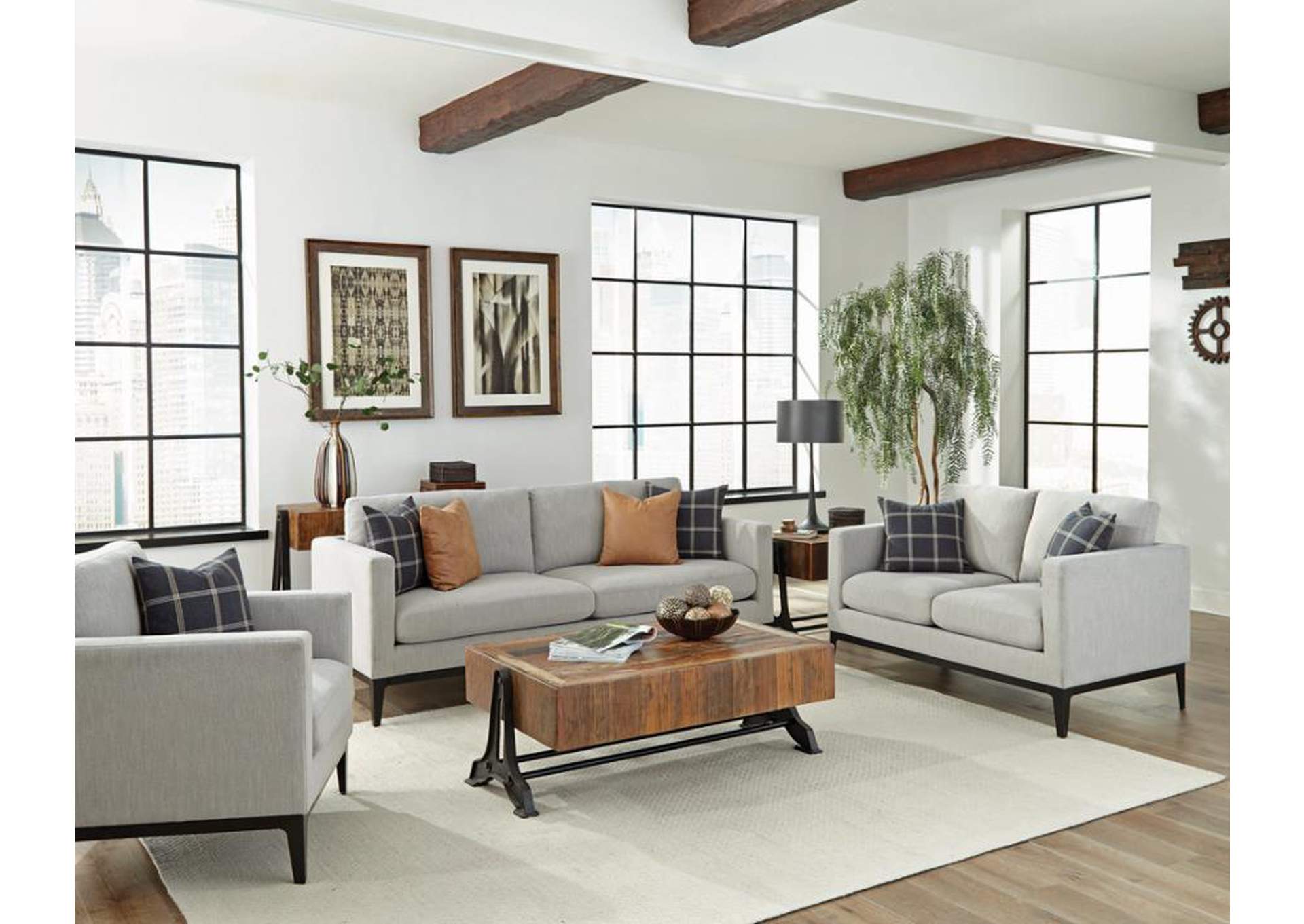 Apperson 3-piece Living Room Set Grey image 1