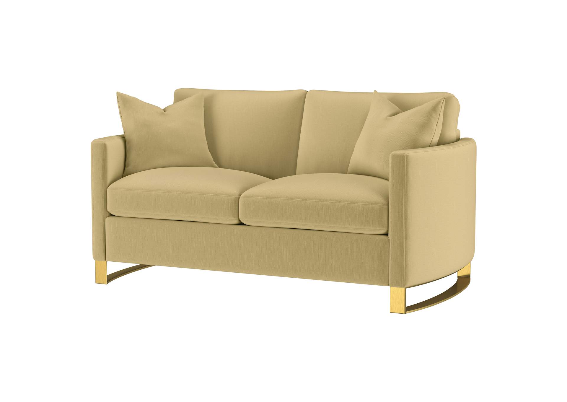 Corliss Upholstered Curved Track Arm Loveseat Camel