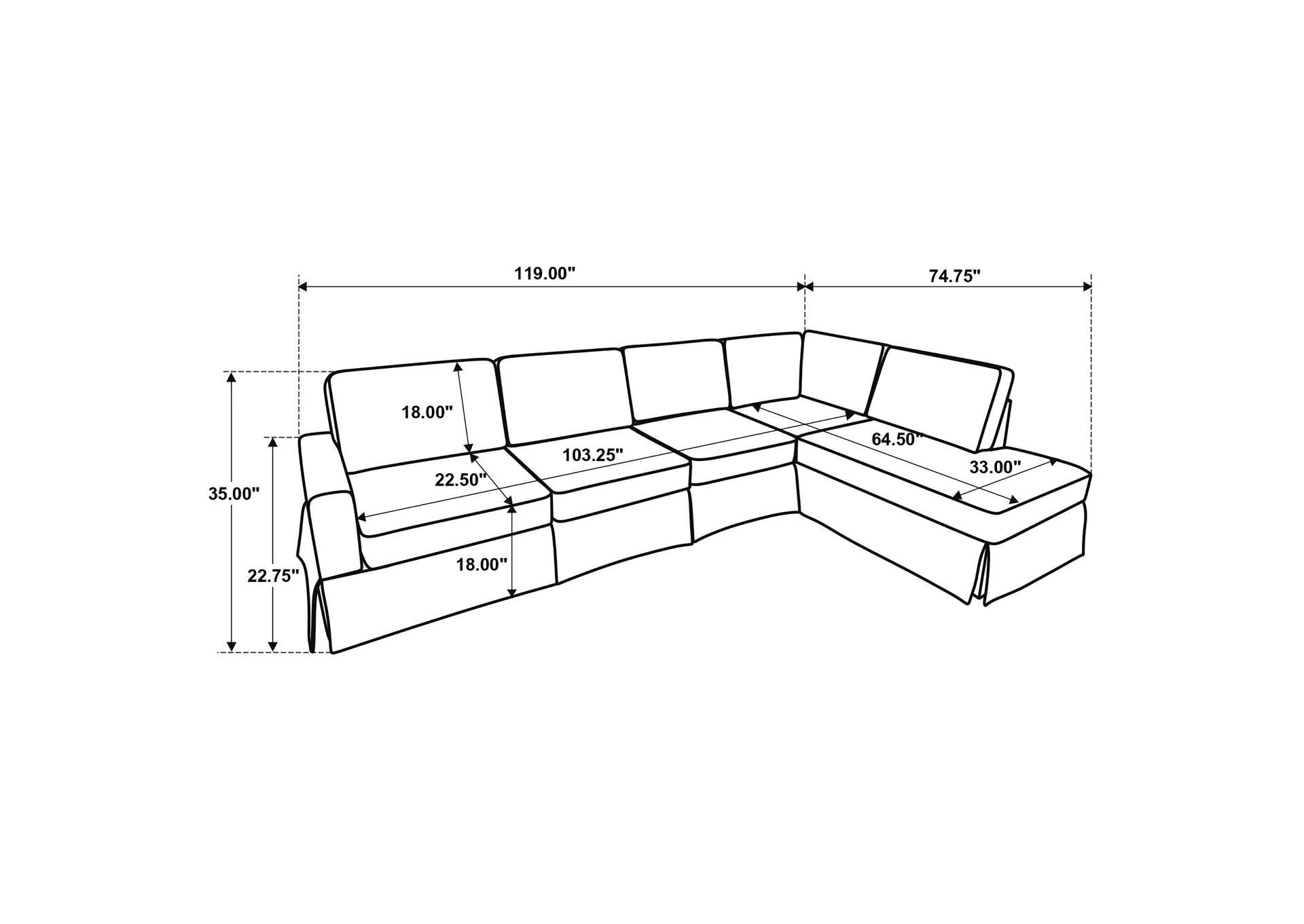 Delmar Velvet Upholstered Sectional Sofa Skirted Base Latte image 7