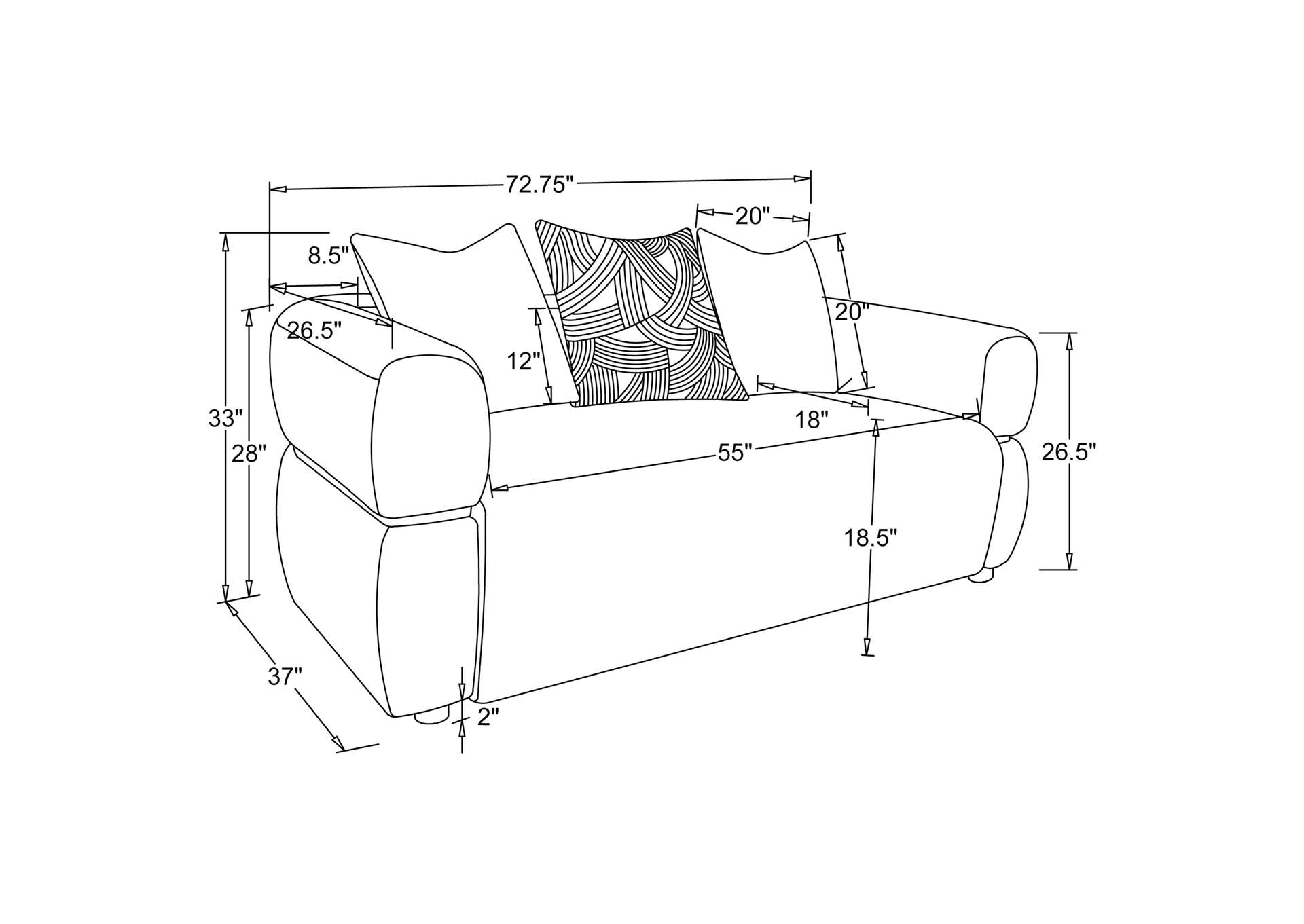 Jeanette 2-piece Fabric Upholstered Round Arm Sofa Set Beige image 10