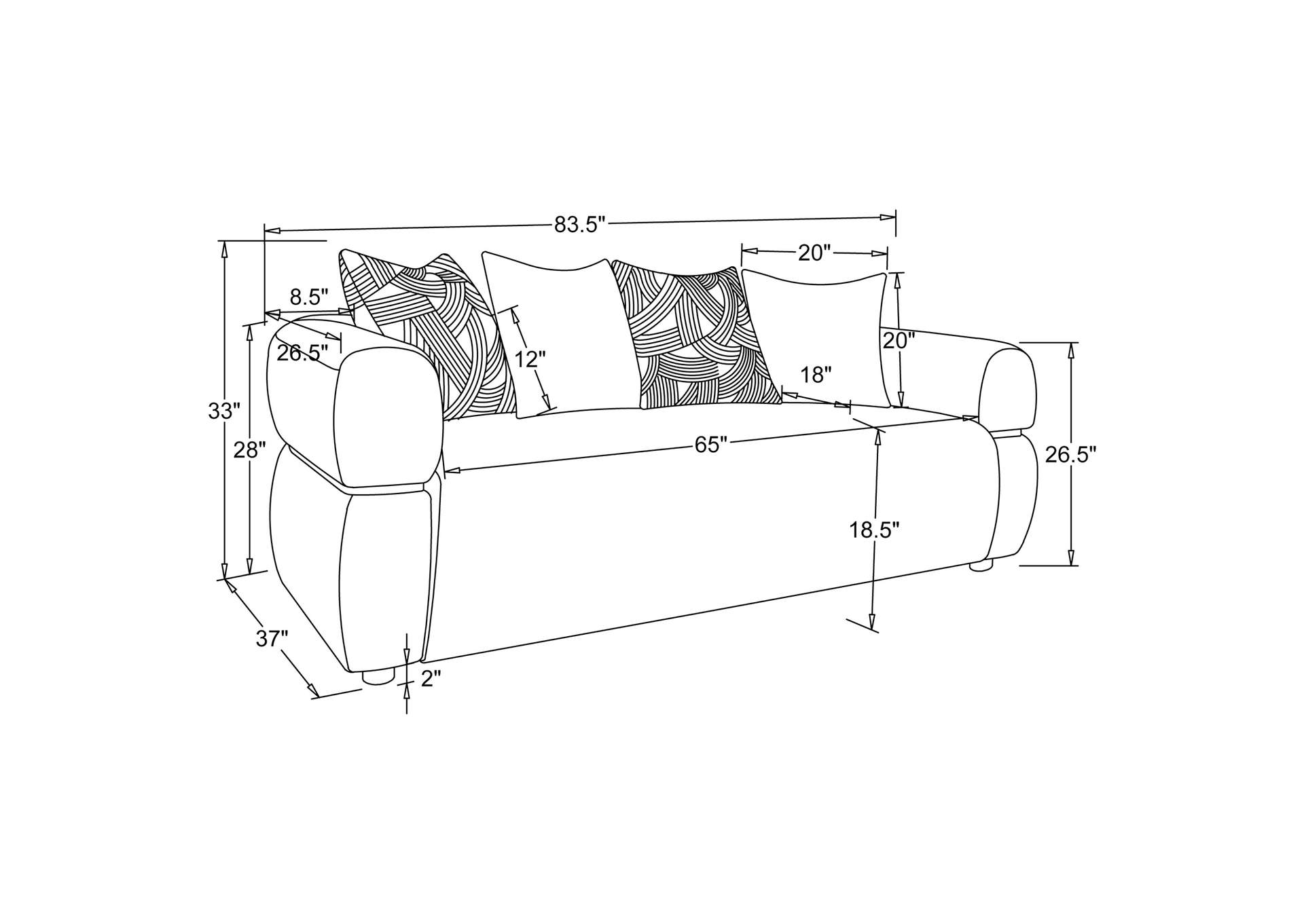Jeanette 84-inch Fabric Upholstered Round Arm Sofa Beige image 11