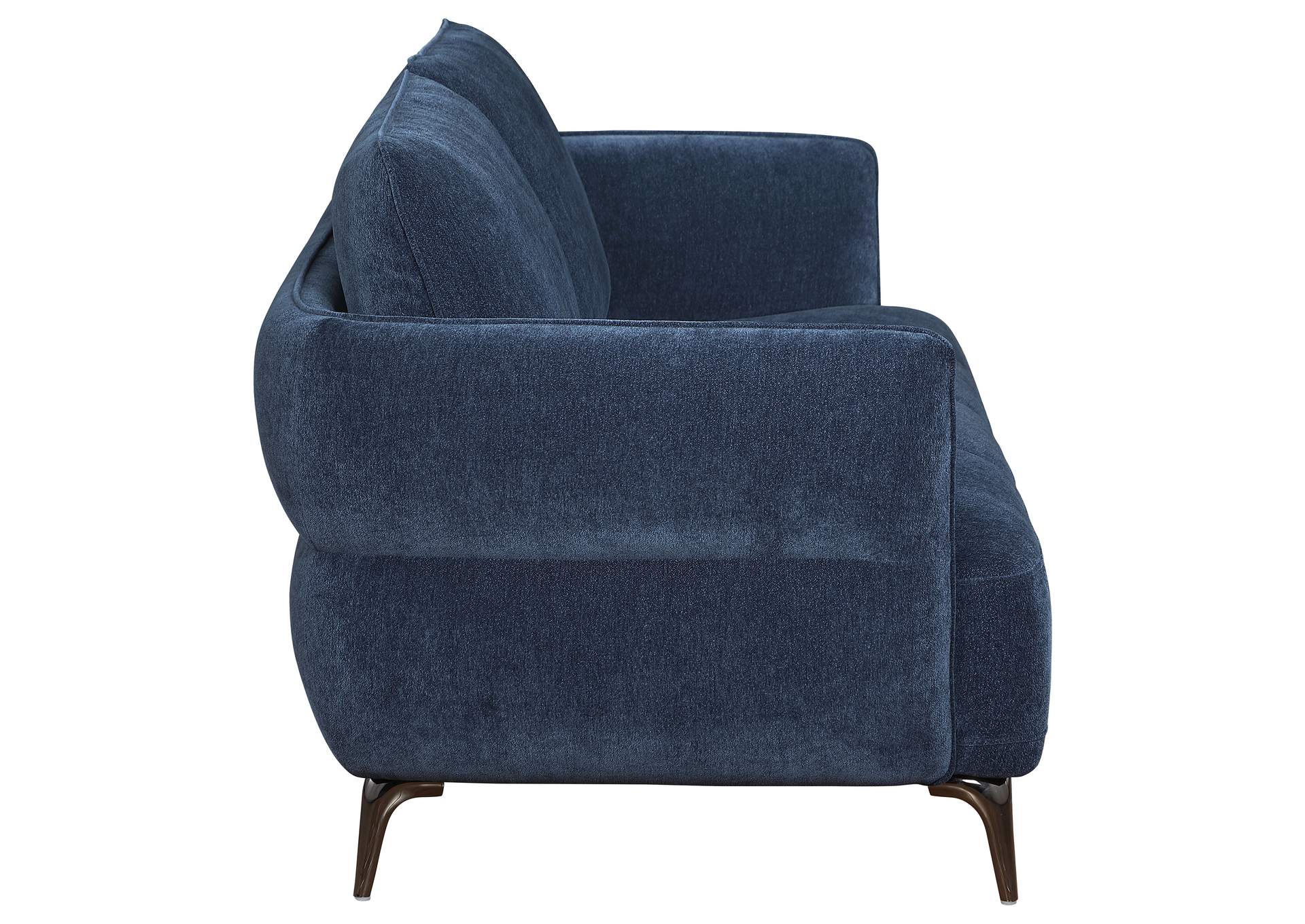 Lively Chenille Upholstered Modern Track Arm Sofa Blue