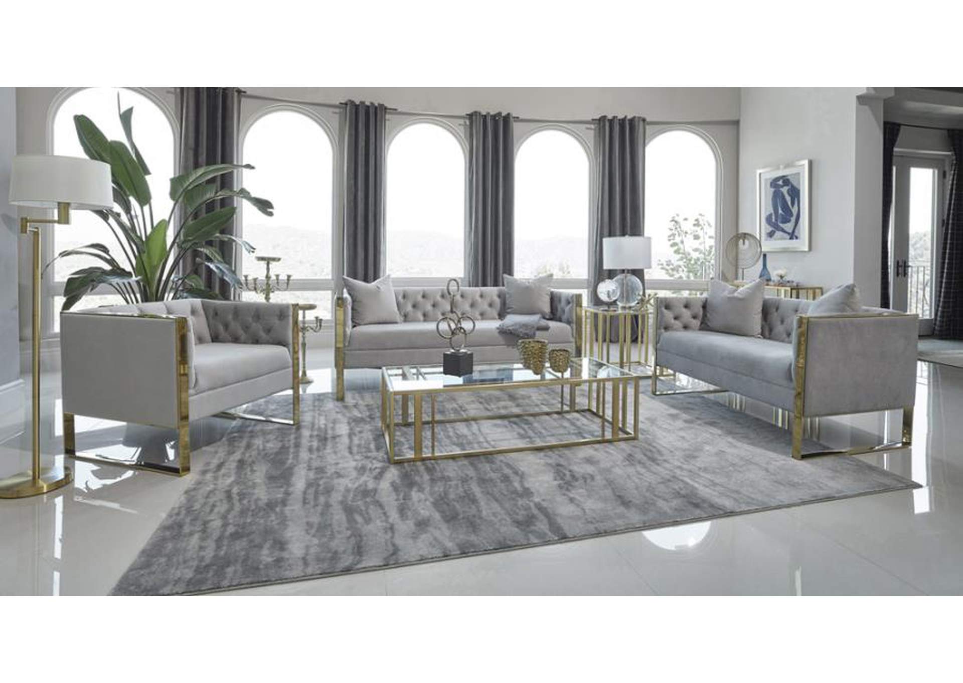 Eastbrook 2-piece Tufted Back Living Room Set Grey image 1