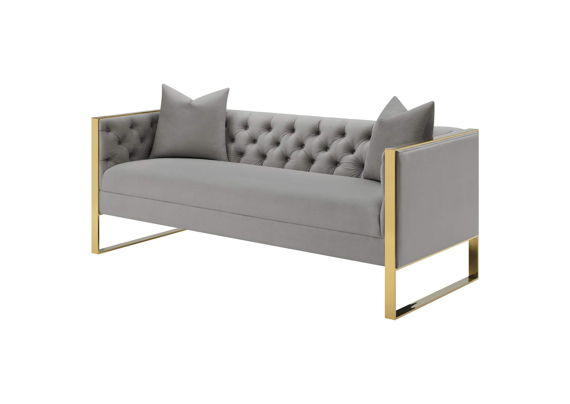 Eastbrook Velvet Upholstered Tufted Sofa Grey